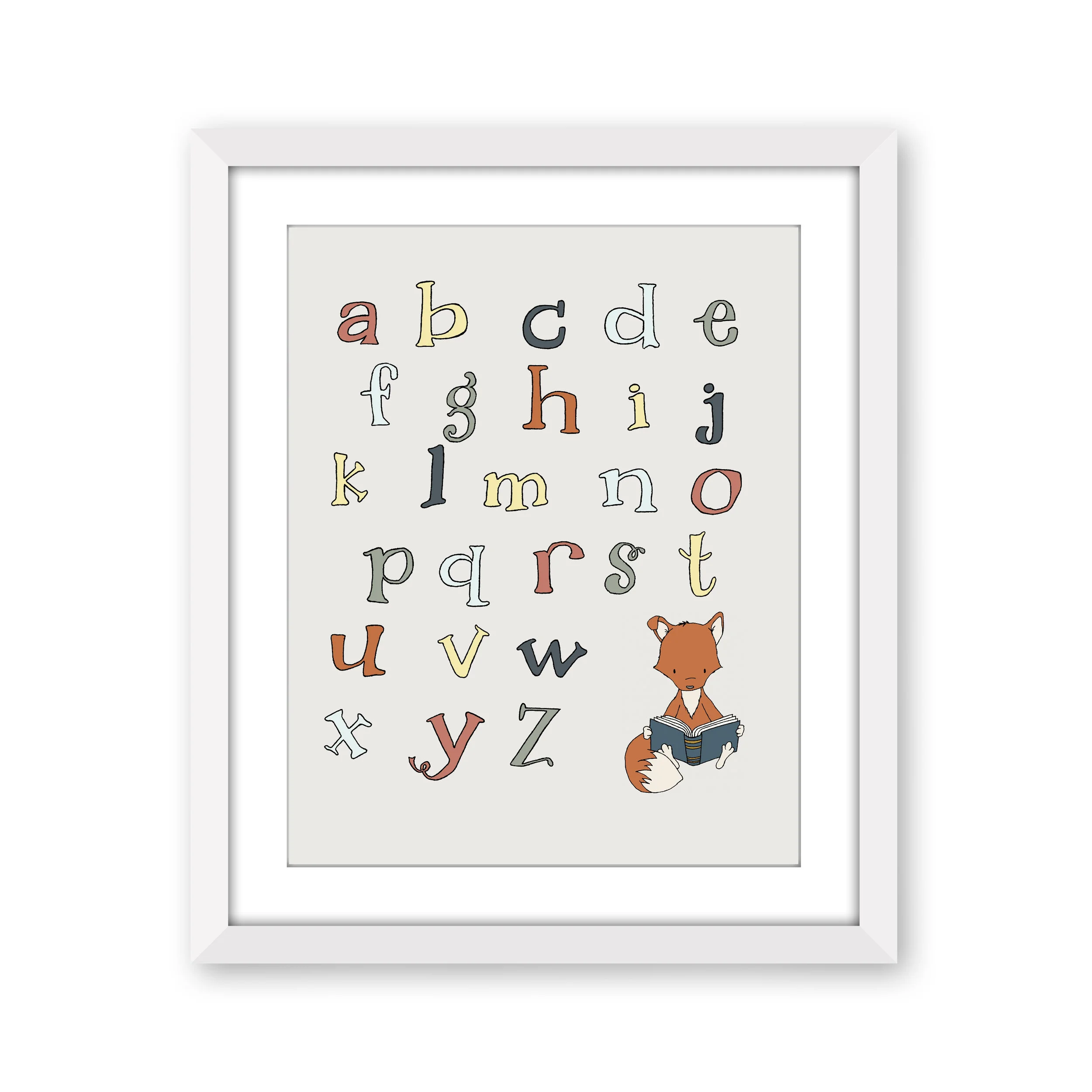 Woodland Nursery Art - ABC Alphabet Fox - Fox Nursery Art - by Sweet Melody Designs