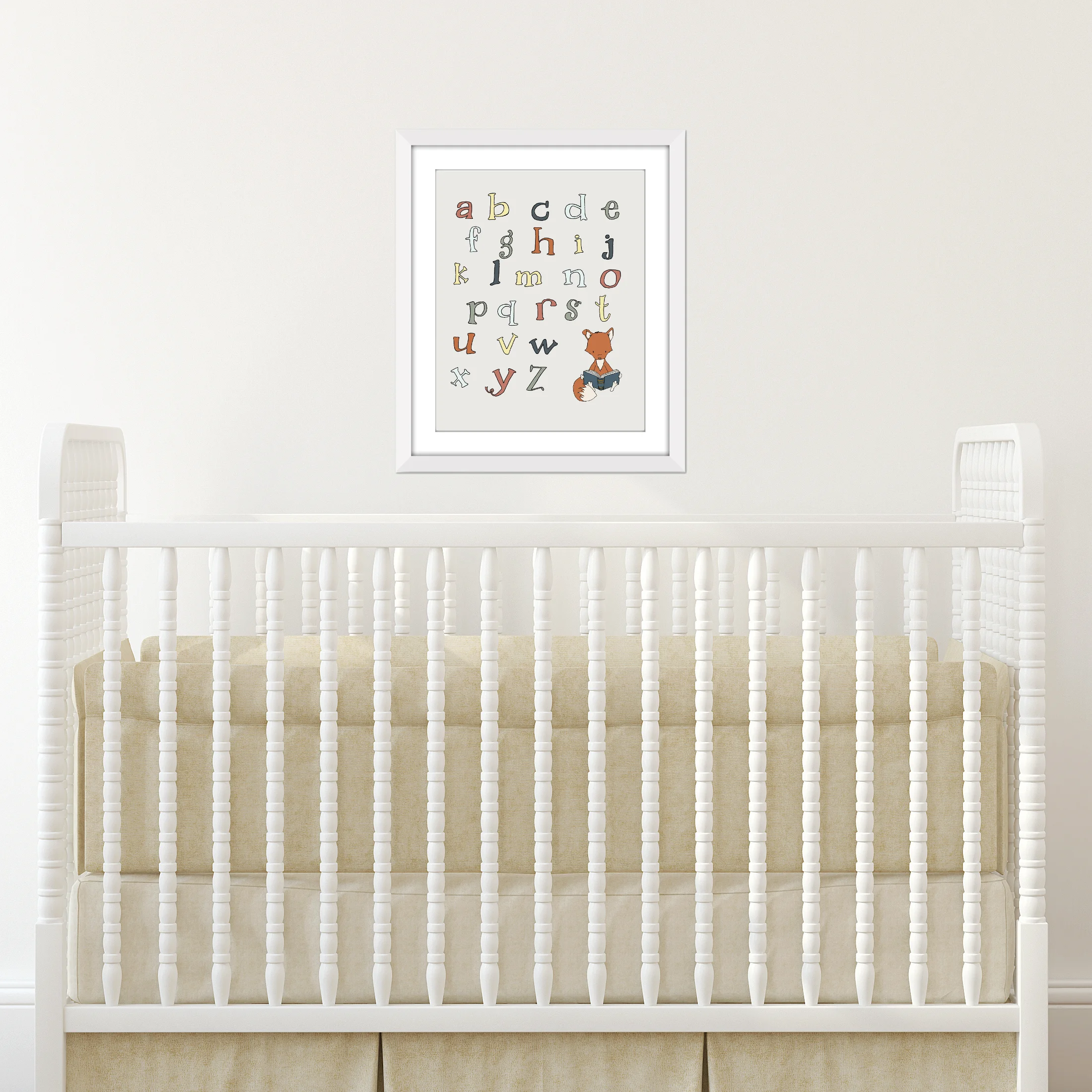 Woodland Nursery Art - ABC Alphabet Fox - Fox Nursery Art - by Sweet Melody Designs