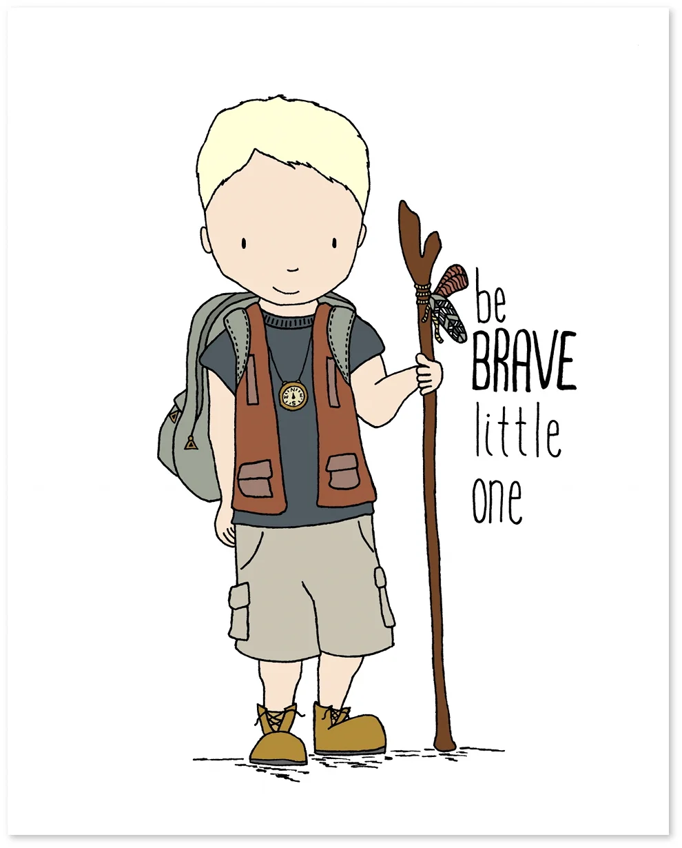 Woodland Nursery Art - Be Brave Little One - Boy Explorer - by Sweet Melody Designs