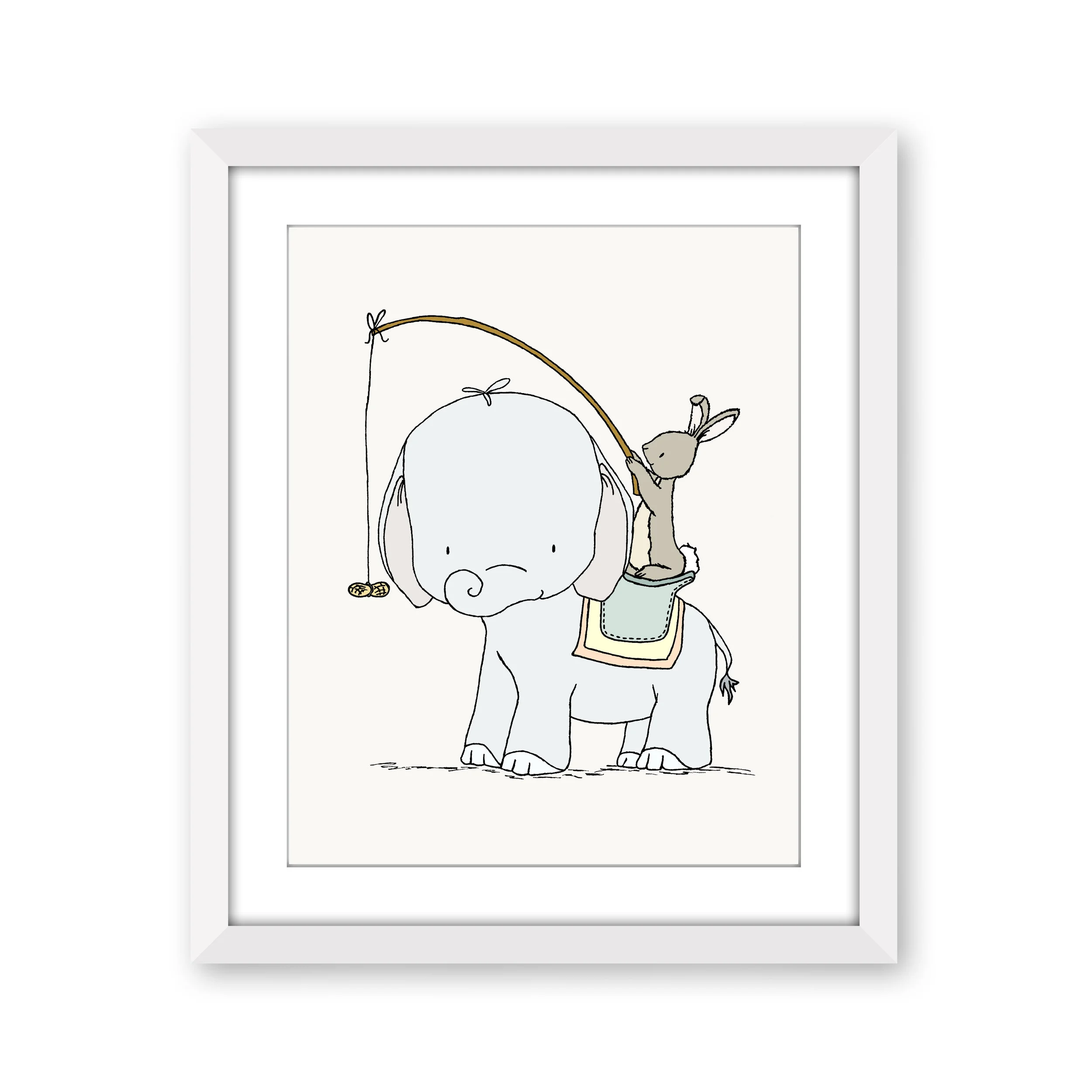 Elephant Nursery Art - Elephant and Bunny - Peanut Ride - by Sweet Melody Designs