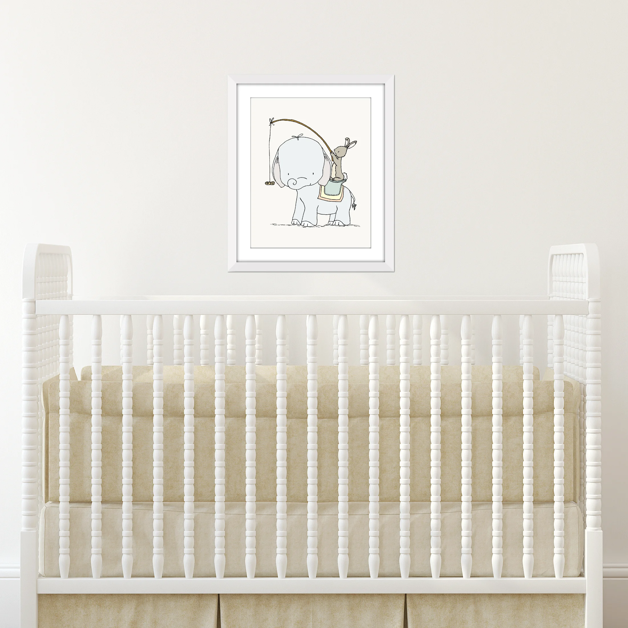 Elephant Nursery Art - Elephant and Bunny - Peanut Ride - by Sweet Melody Designs