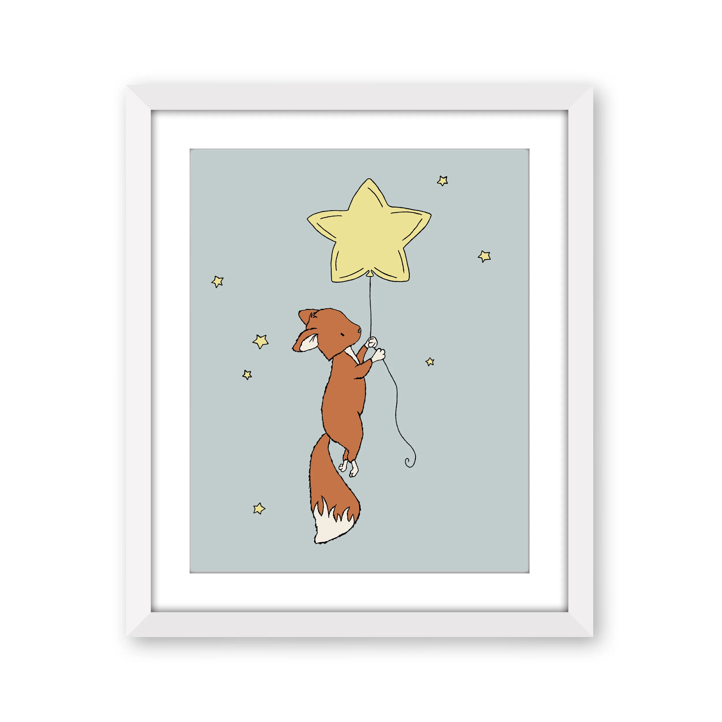 Woodland Nursery Art - Fox Star Balloon - by Sweet Melody Designs