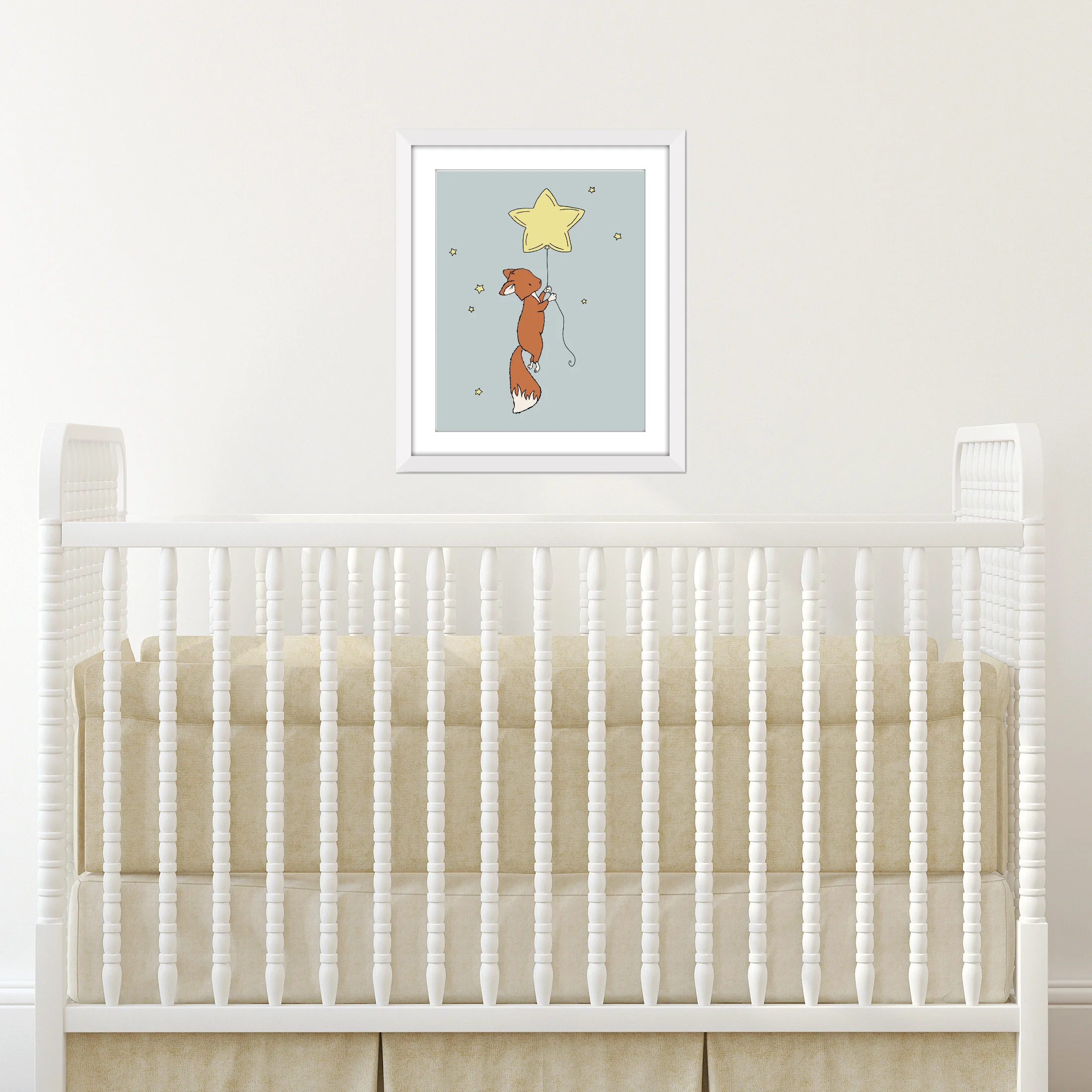 Woodland Nursery Art - Fox Star Balloon - by Sweet Melody Designs