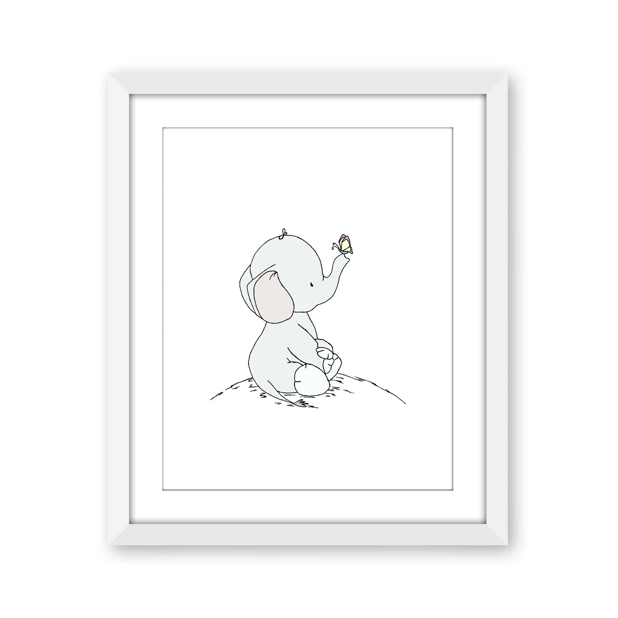 Elephant Nursery Art - Elephant and Butterfly - Great and Small - by Sweet Melody Designs