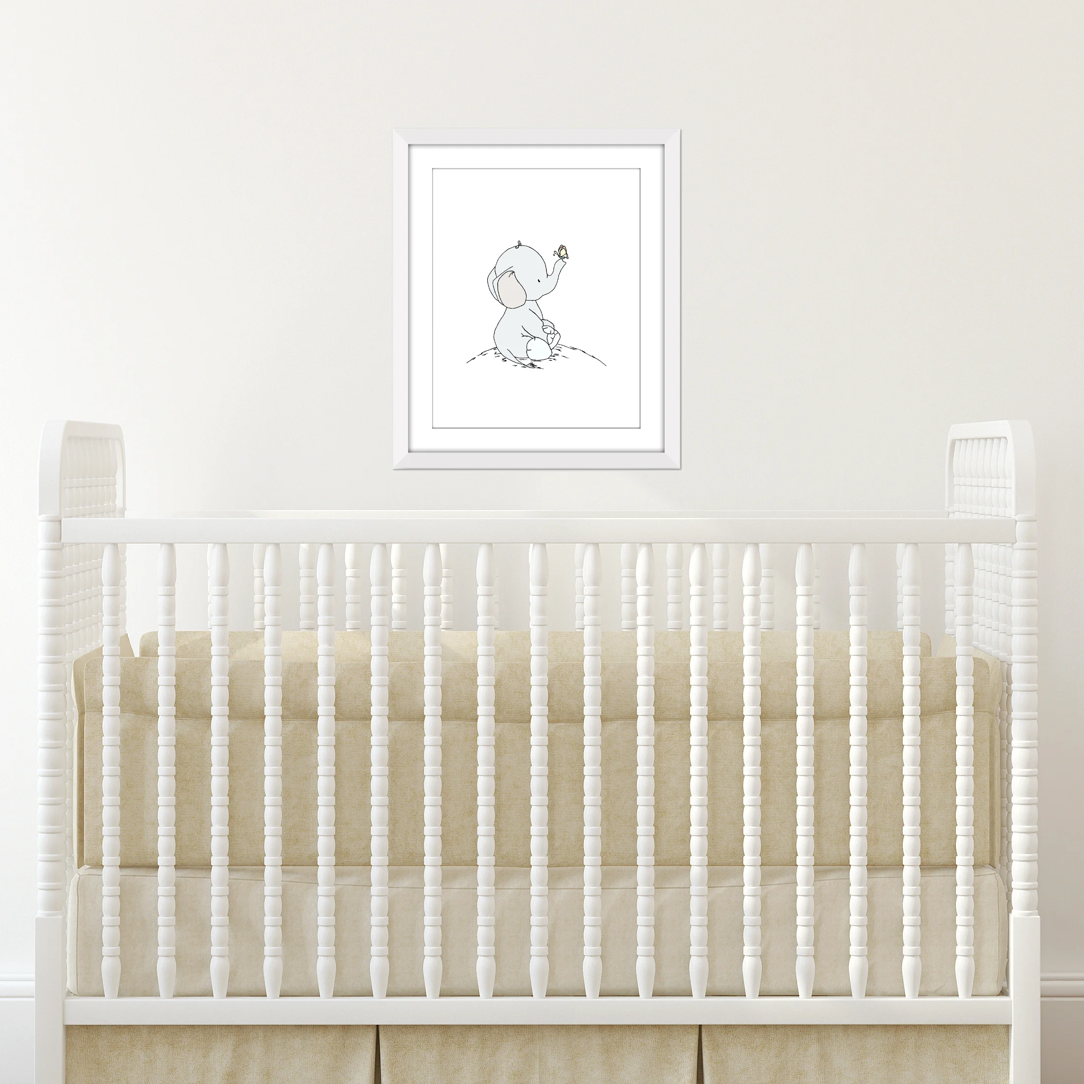 Elephant Nursery Art - Elephant and Butterfly - Great and Small - by Sweet Melody Designs