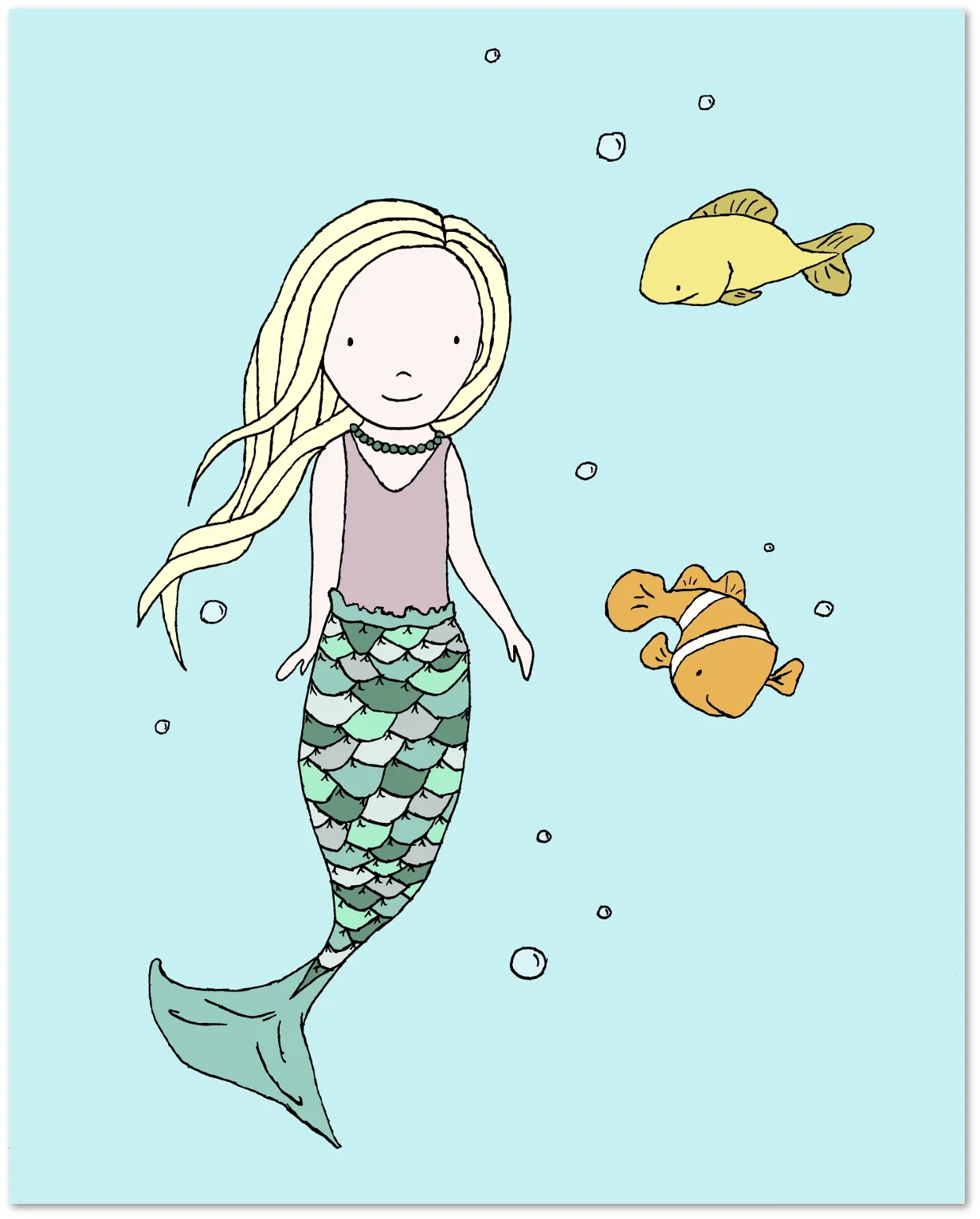 Mermaid Nursery Art - Hello Little Fishies - Girl Nursery Art - Sweet Melody Designs