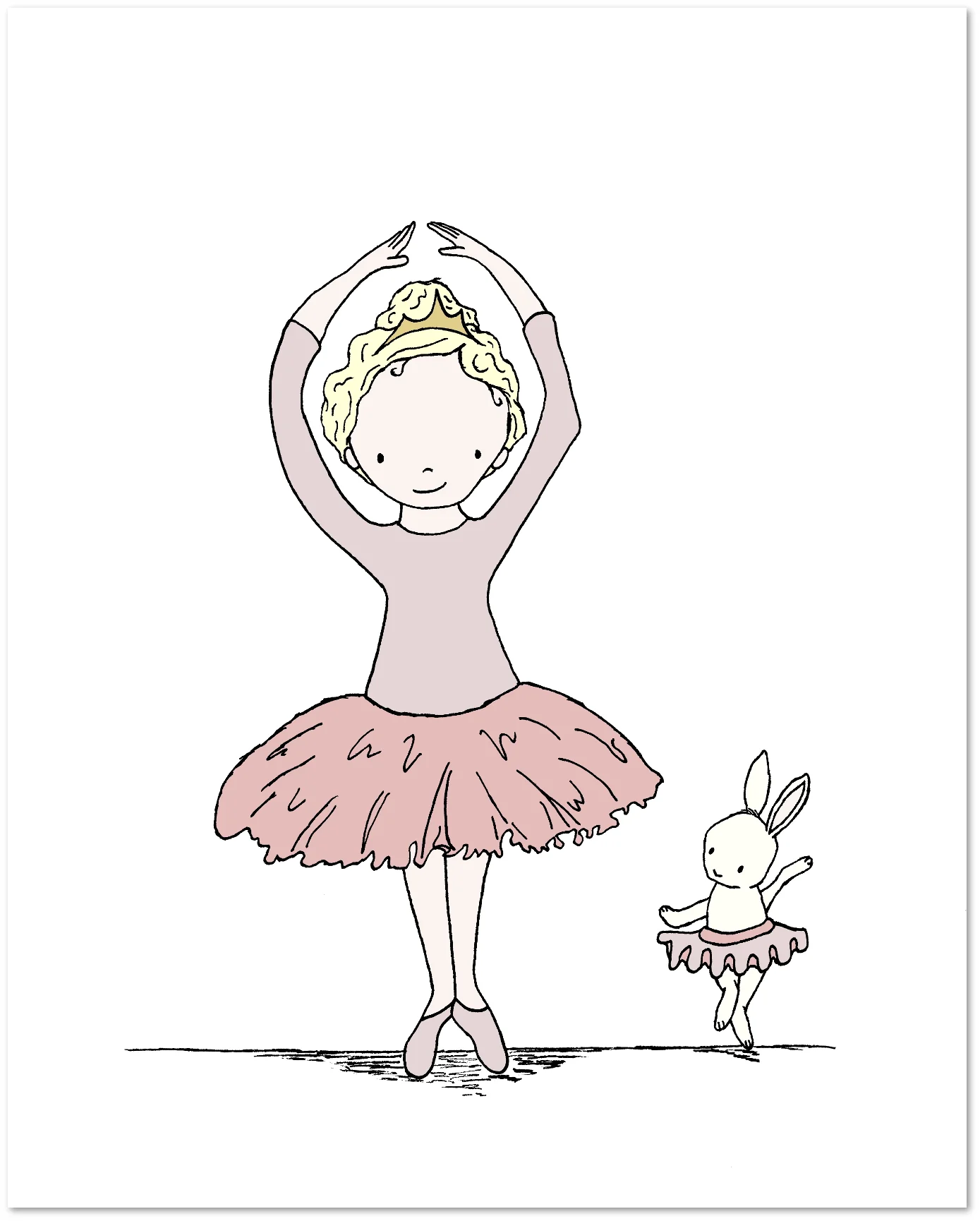 Girl Nursery Art - Ballerina Buddies - Girl and Bunny Dance - Sweet Melody Designs