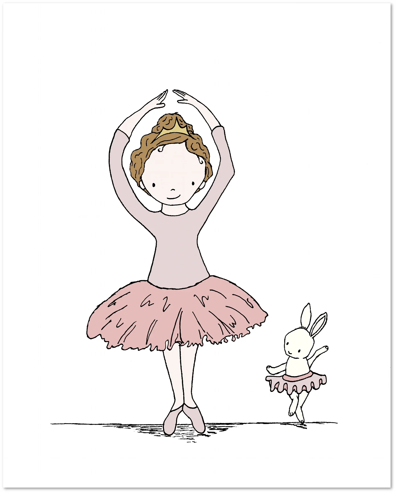 Girl Nursery Art - Ballerina Buddies - Girl and Bunny Dance - Sweet Melody Designs