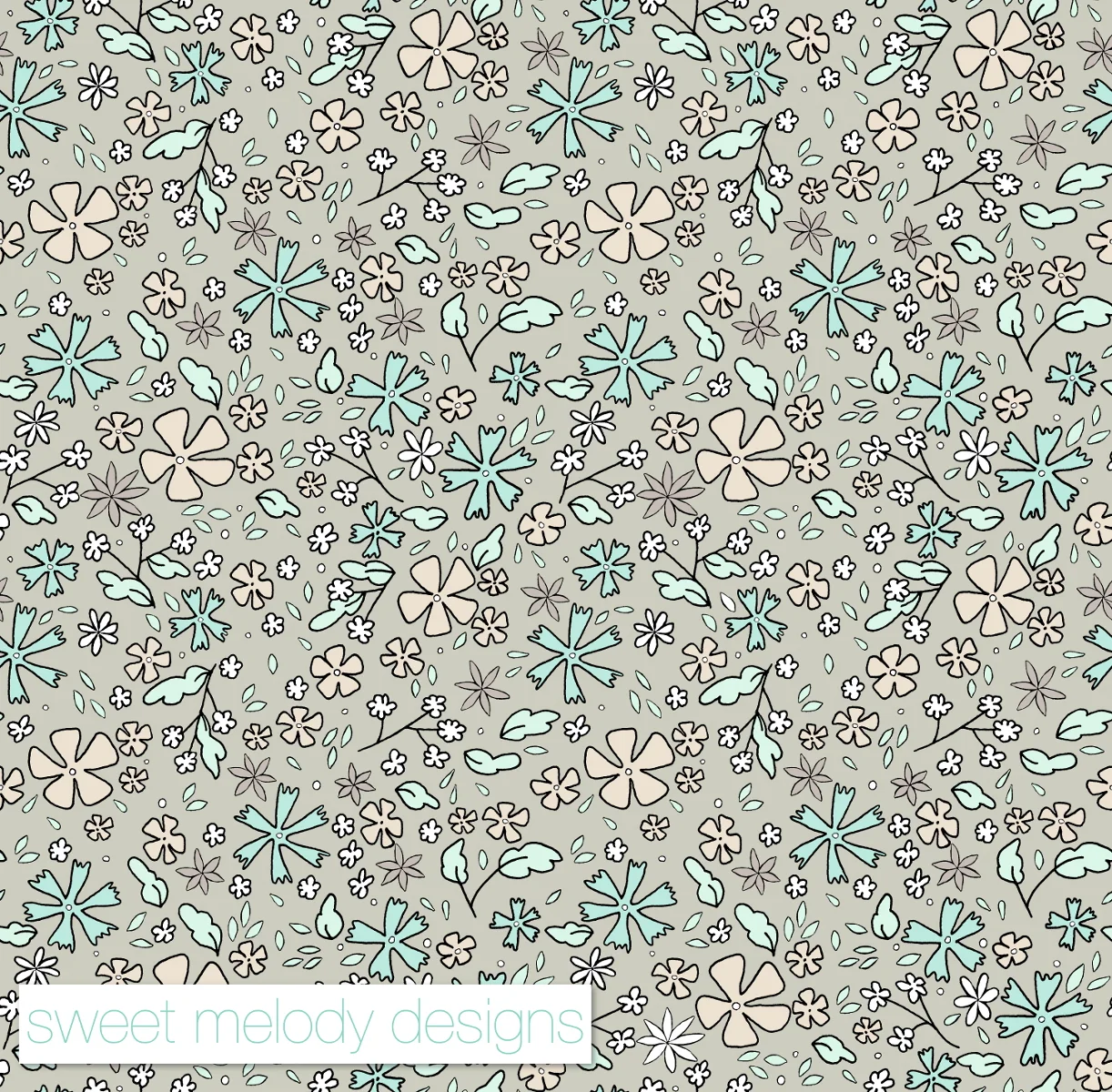 Tiny Floral - Teal