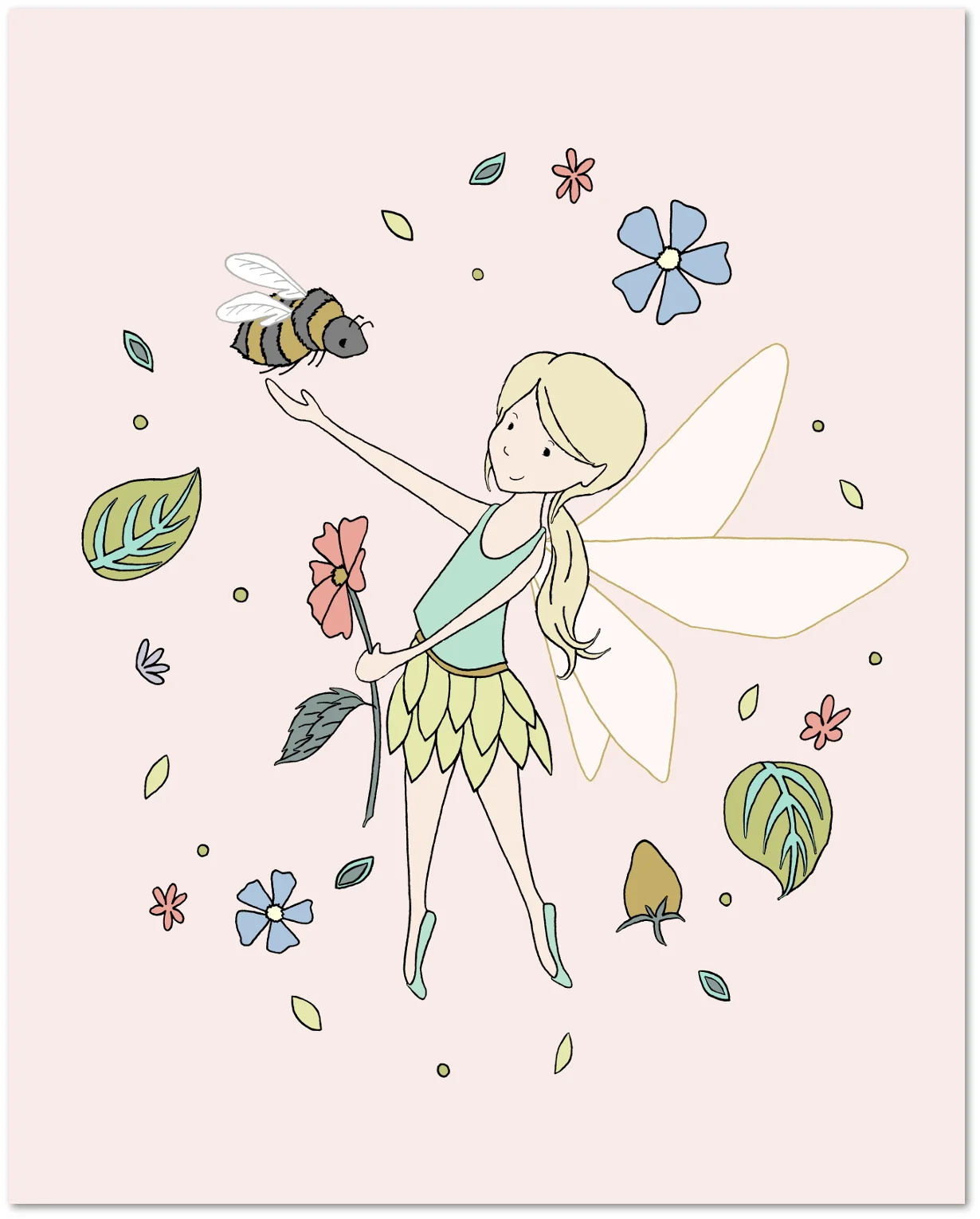 Girl Nursery Art - The Fairy and The Bumblebee
