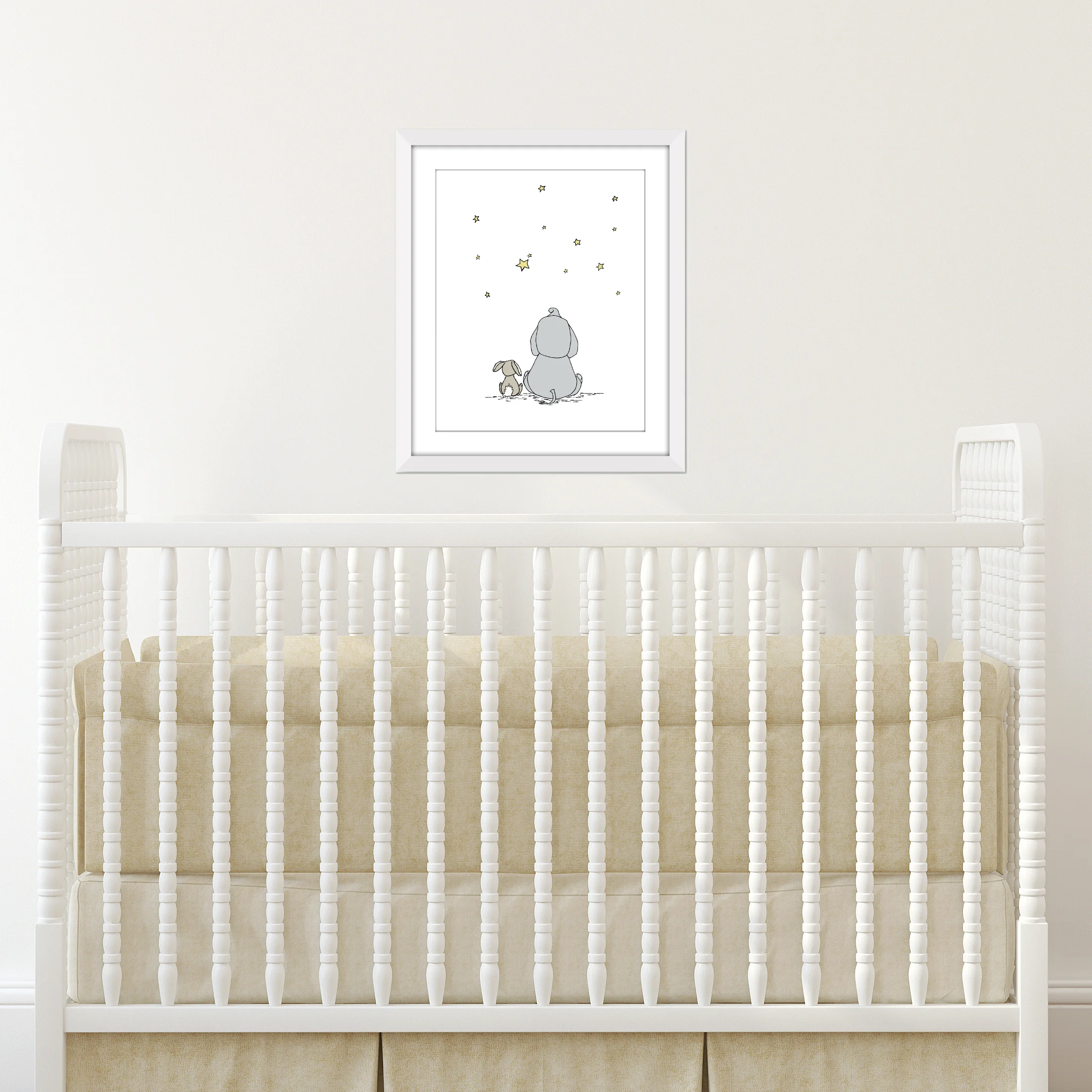 Elephant Nursery Art - Elephant and Bunny Make A Wish With Me