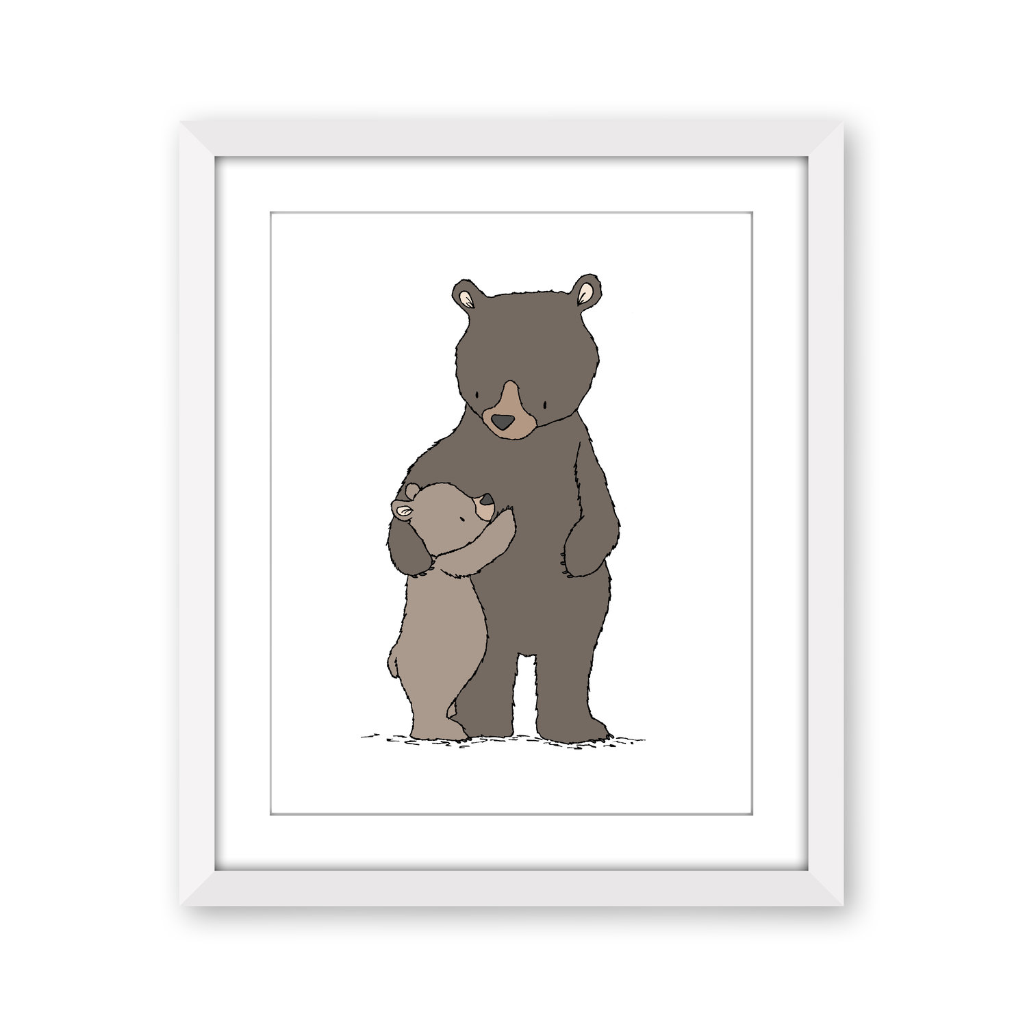 Badger Mama and Baby Kids Wall Art Woodland Art Children Art Print Badger Mama and Baby Hugs Woodland Nursery Art