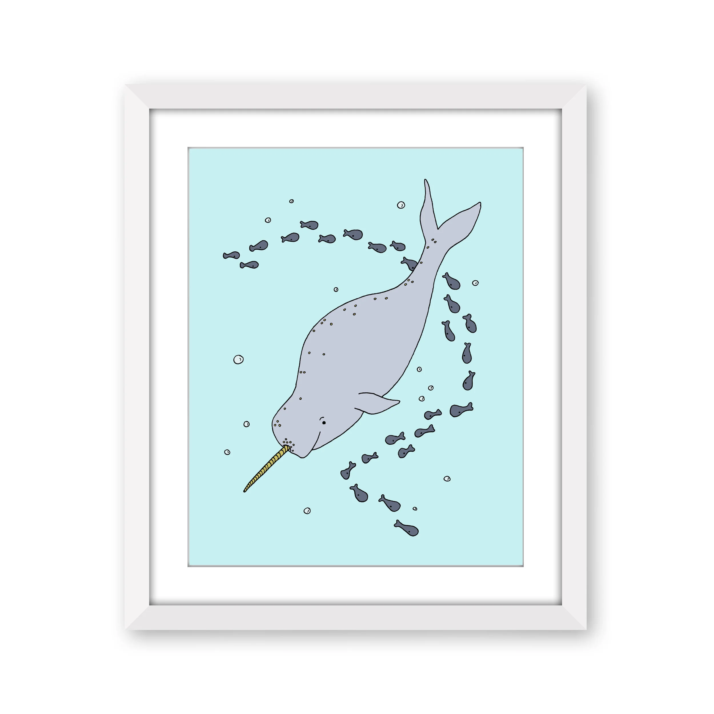Whale Nursery Art - Narwhal - Under the Sea Nursery Art