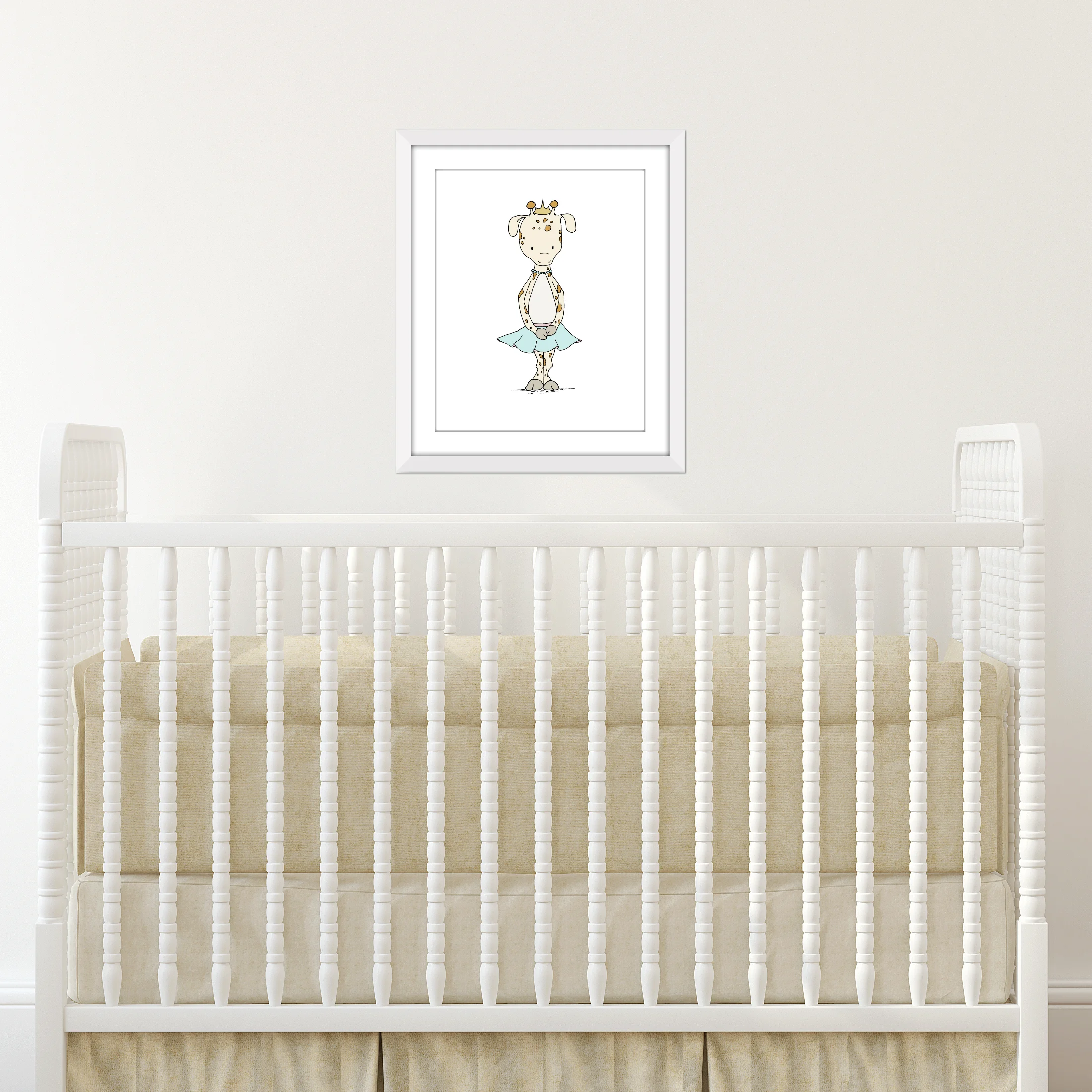 Girl Nursery Art - Giraffe Princess - Safari Princess Collection
