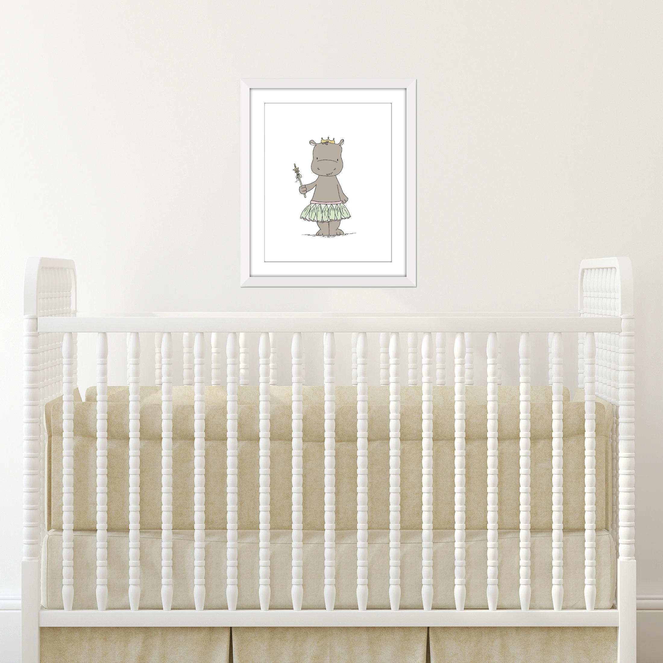 Girl Nursery Art - Hippo Princess - Safari Princess Nursery Art
