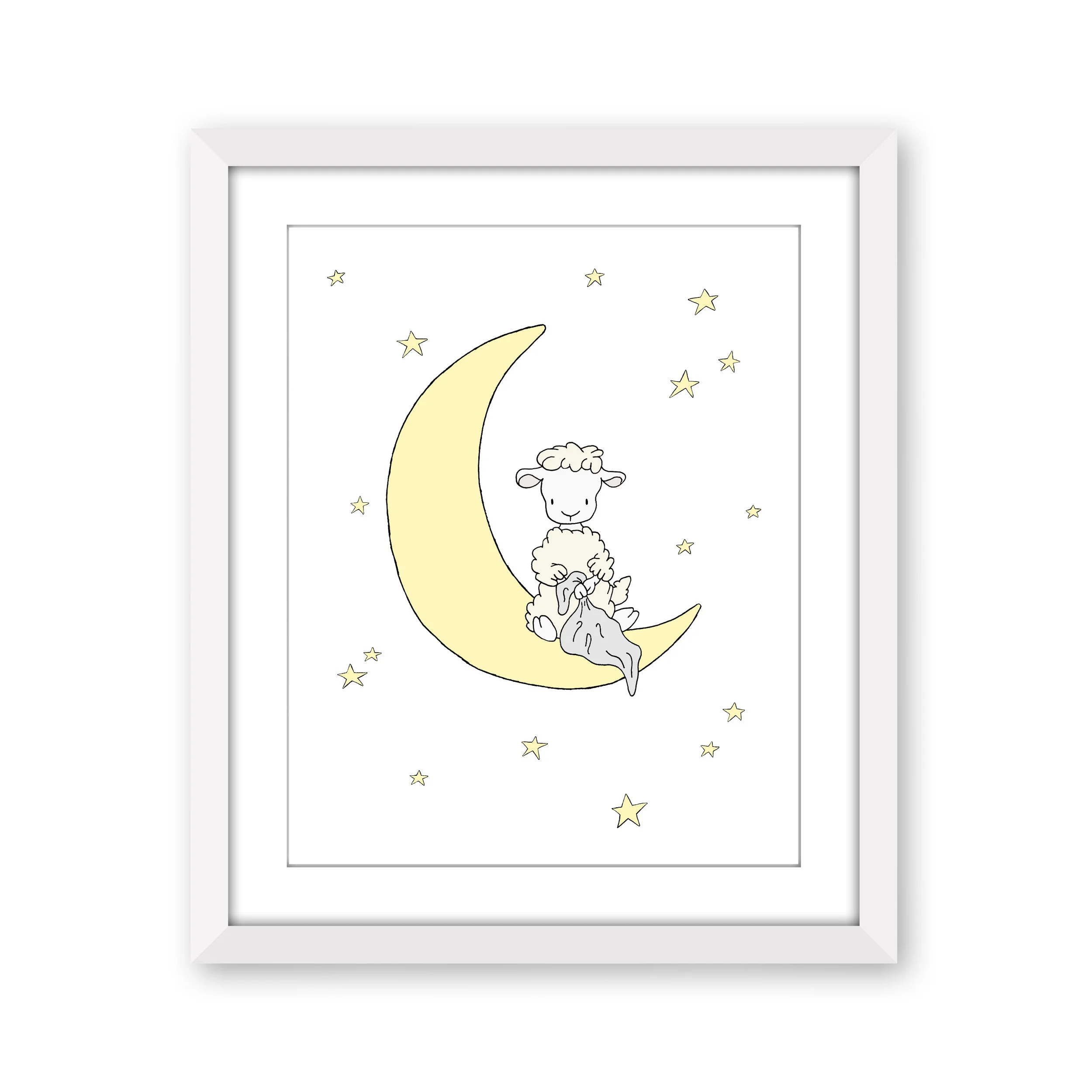 Lamb Nursery Art - Lamb Moon Blanket - by Sweet Melody Designs