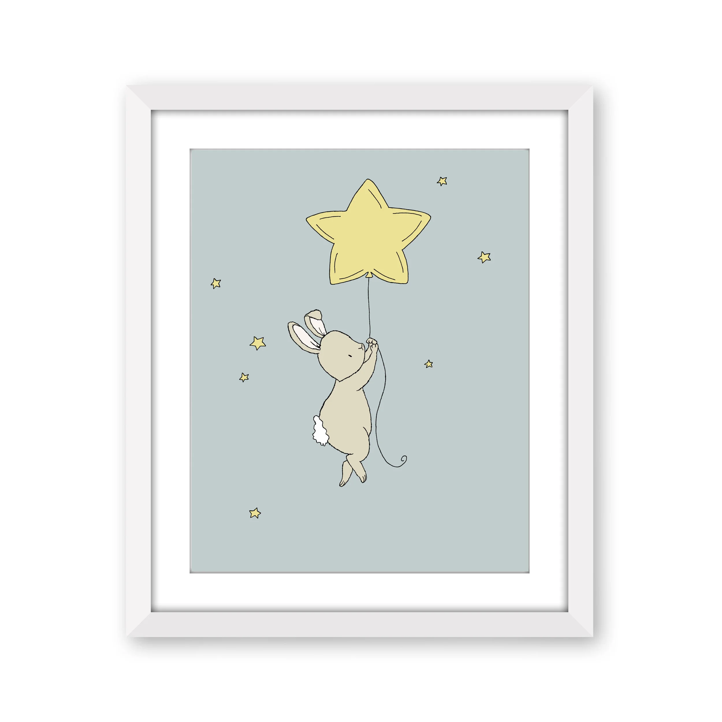 Woodland Nursery Art - Bunny Star Balloon -- by Sweet Melody Designs