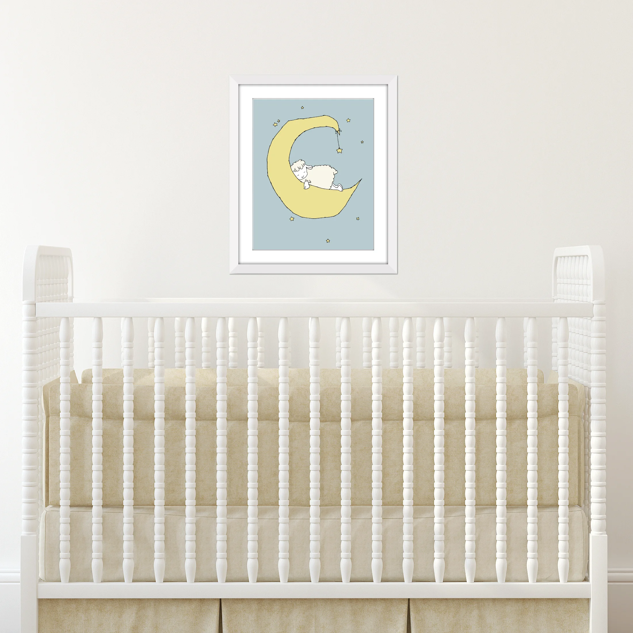 Lamb Nursery Art - Lamb Moon Dream - by Sweet Melody Designs