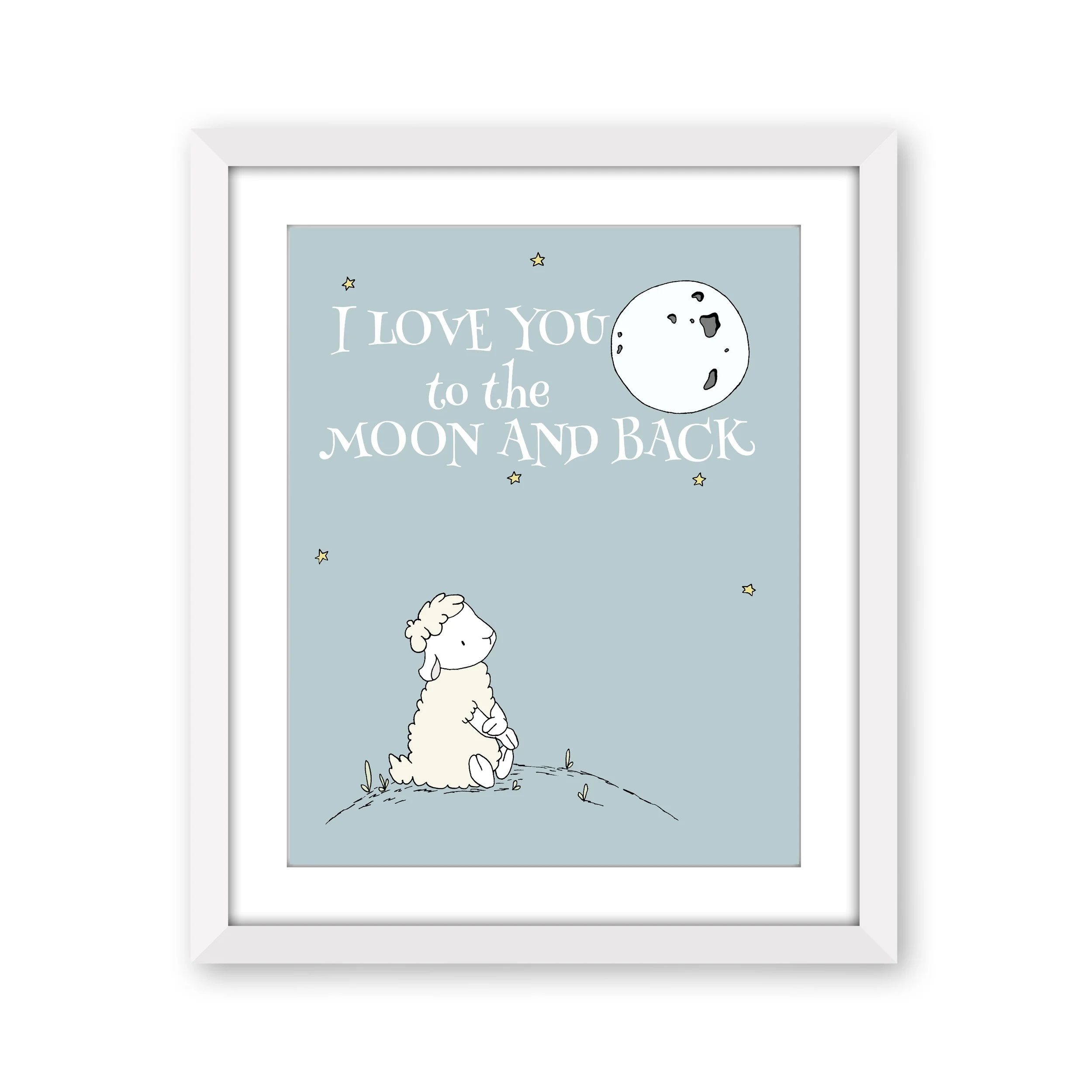 Lamb Nursery Art - I Love You to the Moon and Back - by Sweet Melody Designs