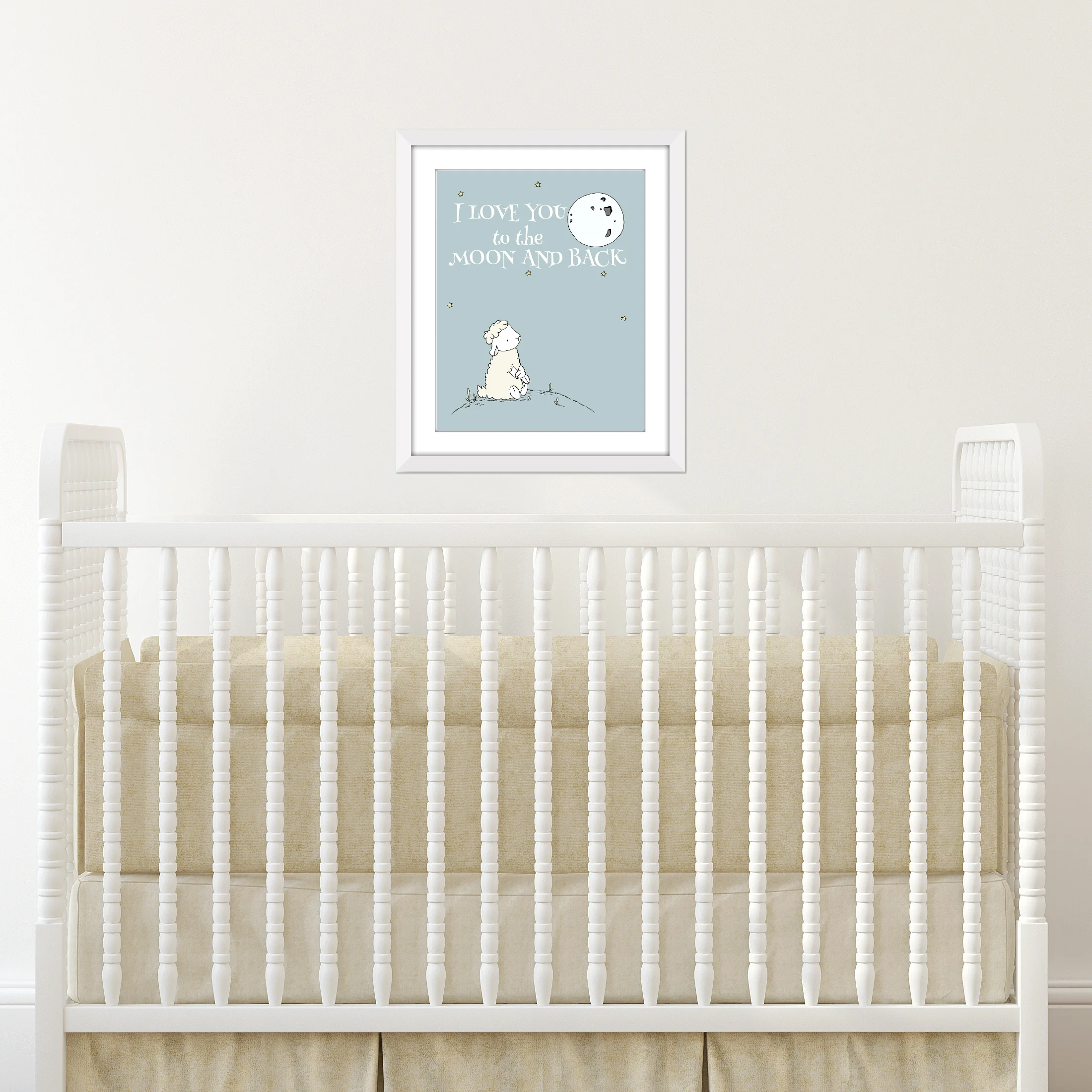 Lamb Nursery Art - I Love You to the Moon and Back - by Sweet Melody Designs