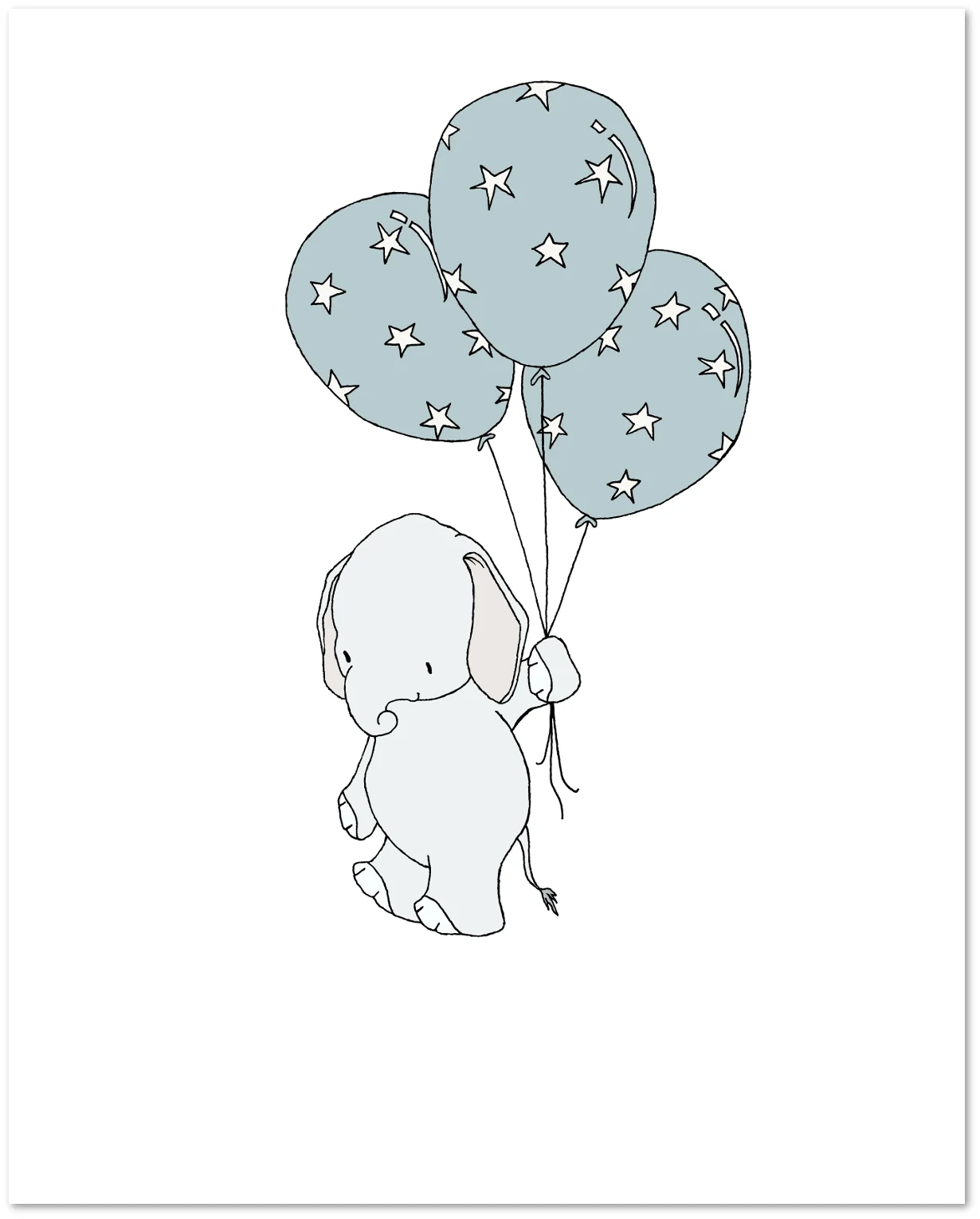 Elephant Nursery Art Print - Elephant Star Spangled Balloons - by Sweet Melody Designs