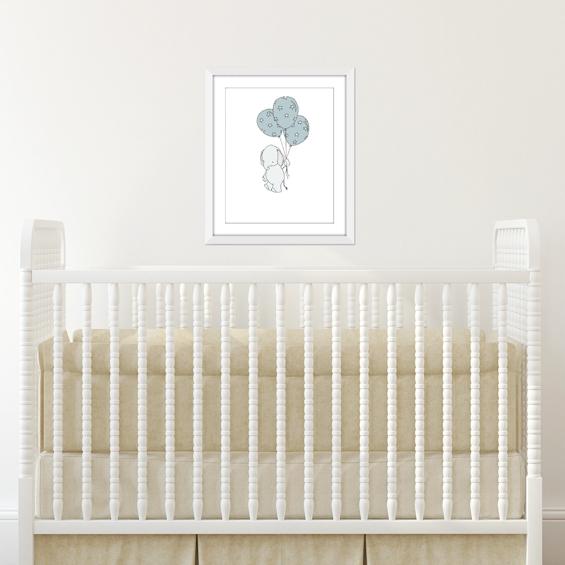 Elephant Nursery Art Print - Elephant Star Spangled Balloons - by Sweet Melody Designs