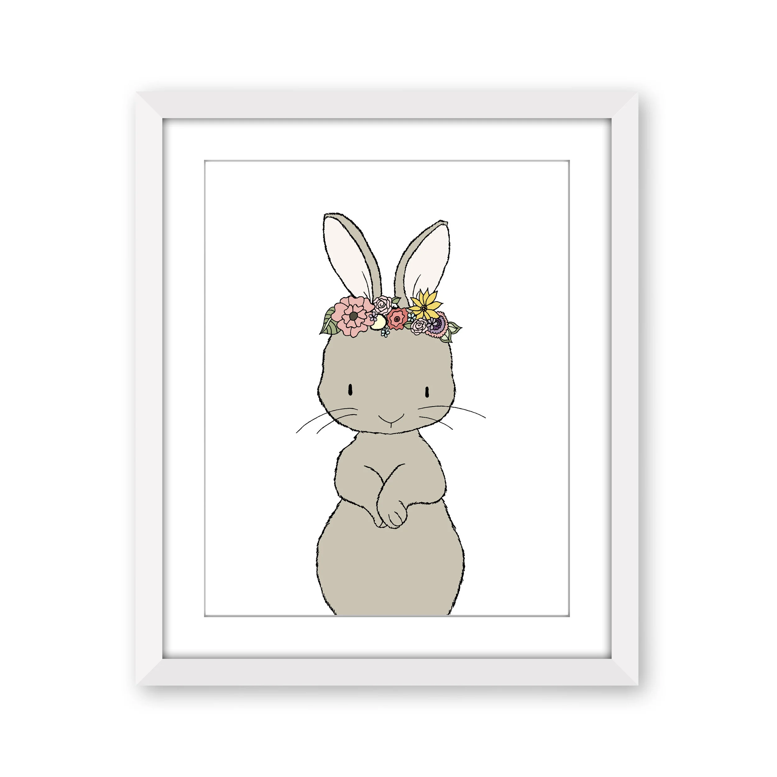 Girl Nursery Art - Bunny Floral Crown - Woodland Nursery Art - by Sweet Melody Designs