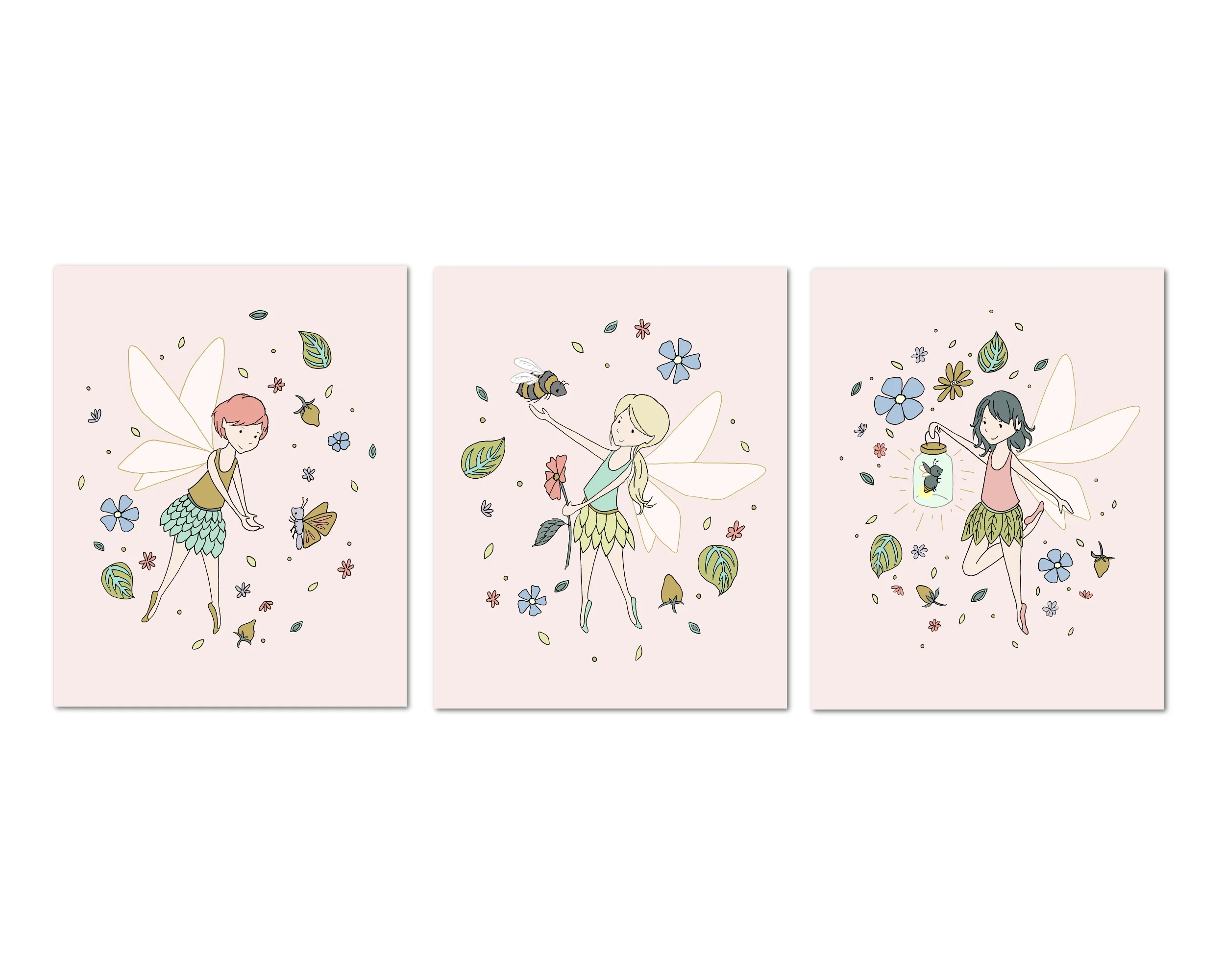 SET OF 3 - Fairies and Friends - Fairy Art - by Sweet Melody Designs