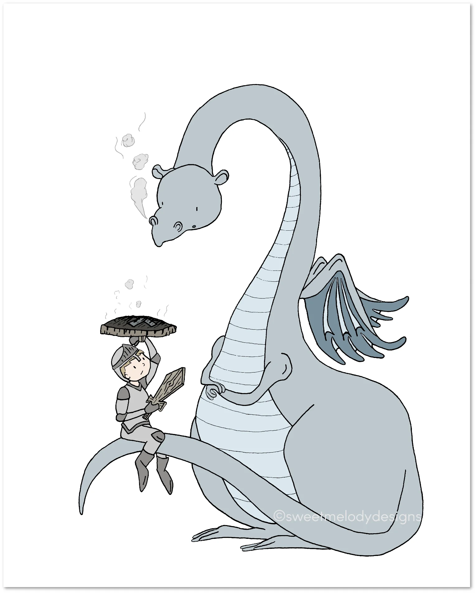 Dragon Nursery Art - Boy and Dragon Friends - by Sweet Melody Designs