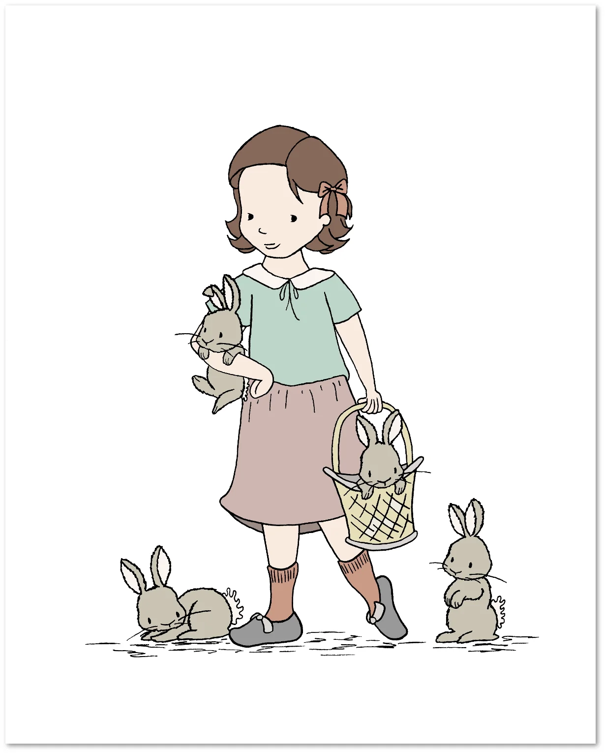 Girl Nursery Art - Too Many Bunnies - by Sweet Melody Designs