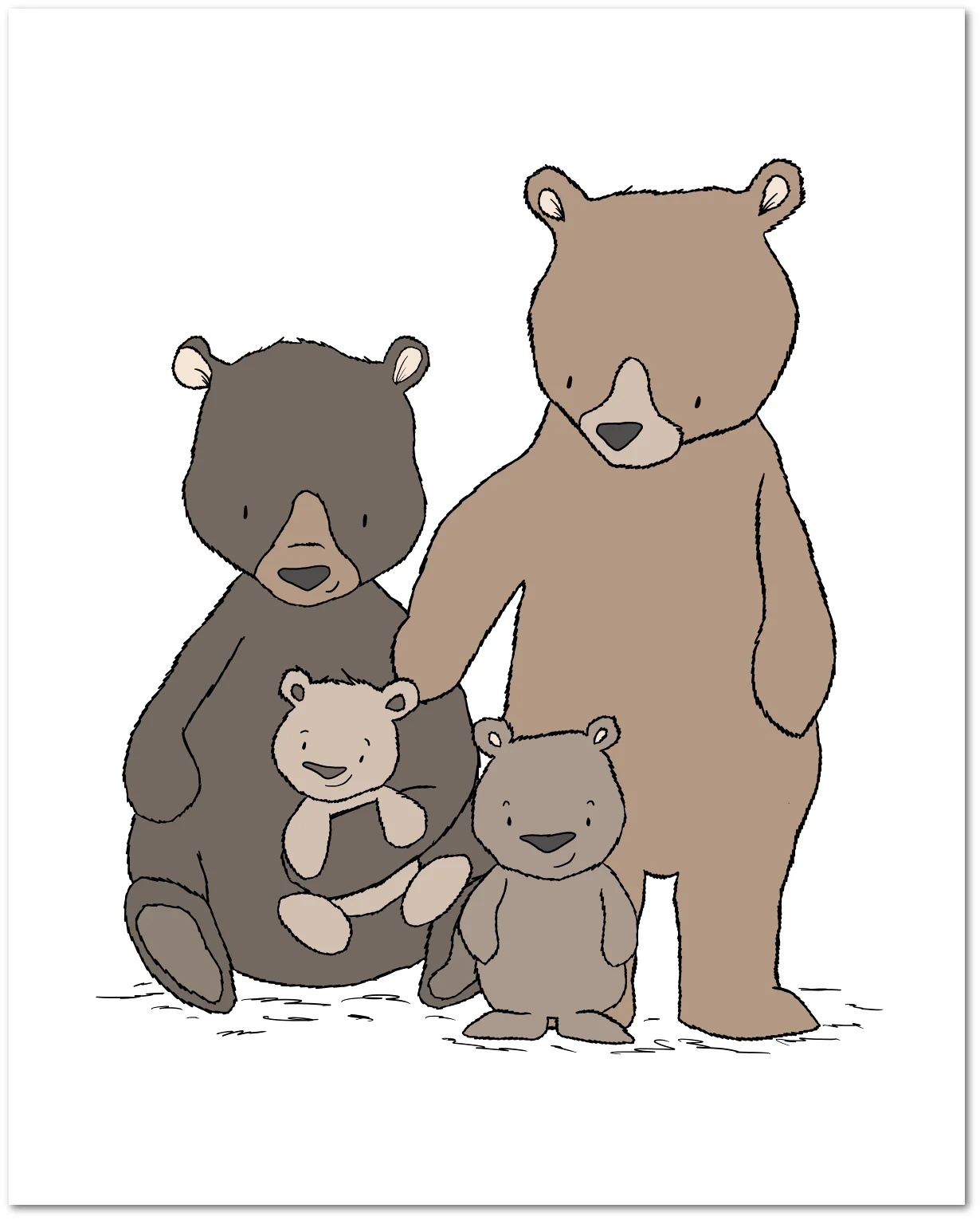Woodland Nursery Art - Bear Family of Four - by Sweet Melody Designs