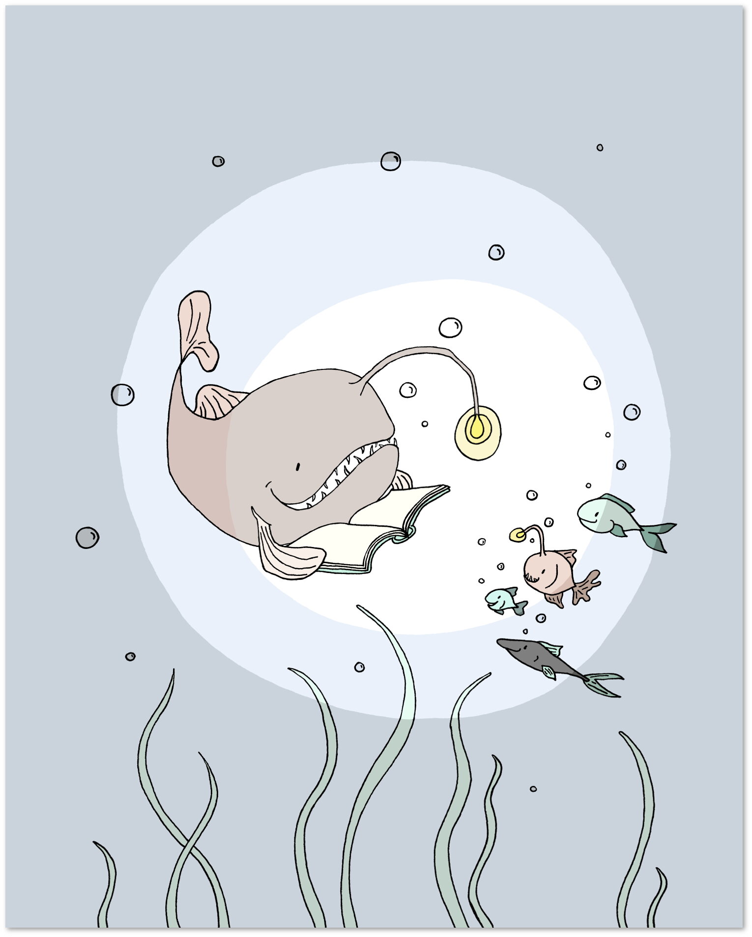 SET OF 3 - Under The Sea Nursery Art - Ocean Friends - Nursery Decor, Kids Wall Art, Nautical Baby - Jellyfish, Anglerfish, Seahorses - by Sweet Melody Designs