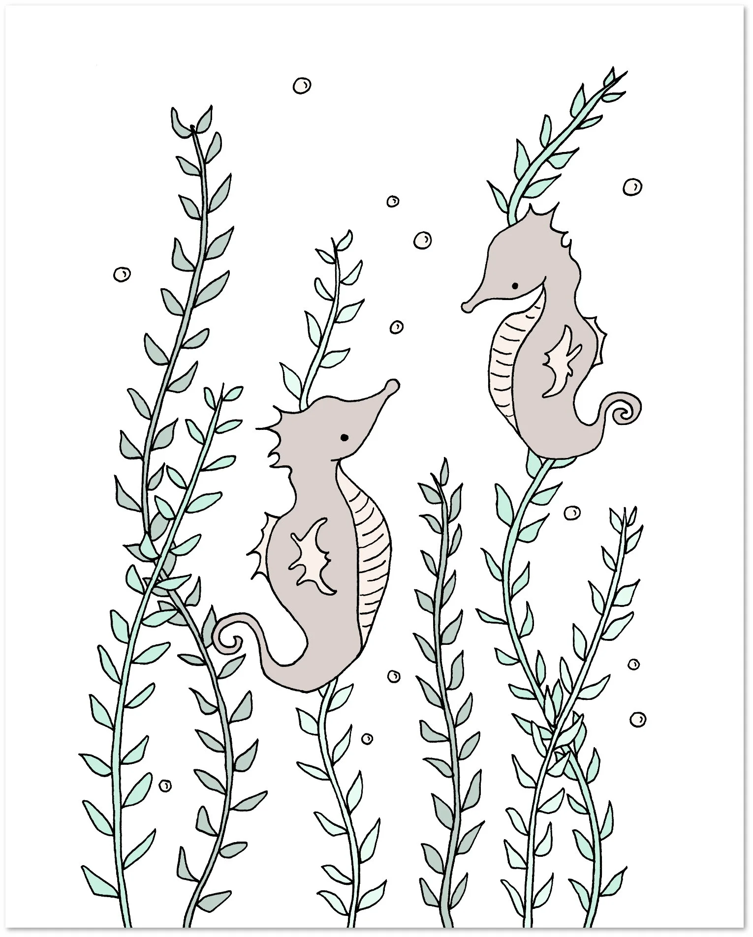 SET OF 3 - Under The Sea Nursery Art - Ocean Friends - Nursery Decor, Kids Wall Art, Nautical Baby - Jellyfish, Anglerfish, Seahorses