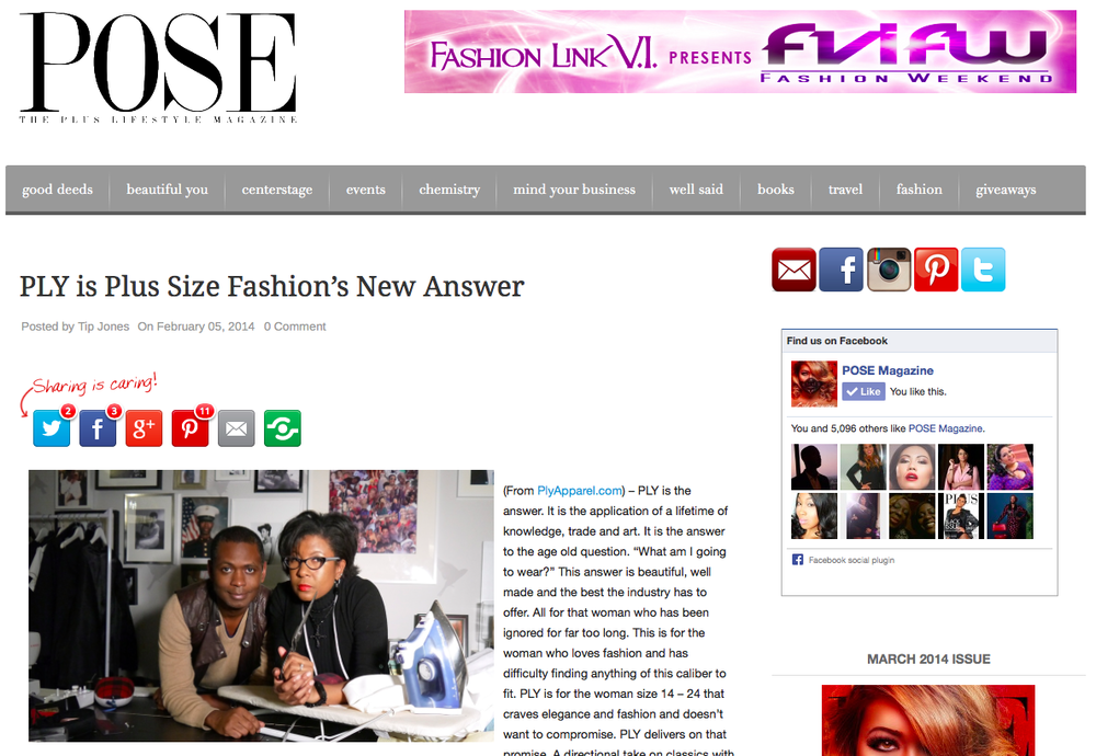 Tip Jones at Pose Magazine...thanks for the love. Check out the story at http://www.magpose.com/ply-is-plus-size-fashions-new-answer/
