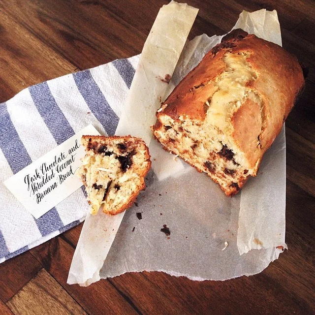 Dark Chocolate & Shredded Banana Coconut Bread