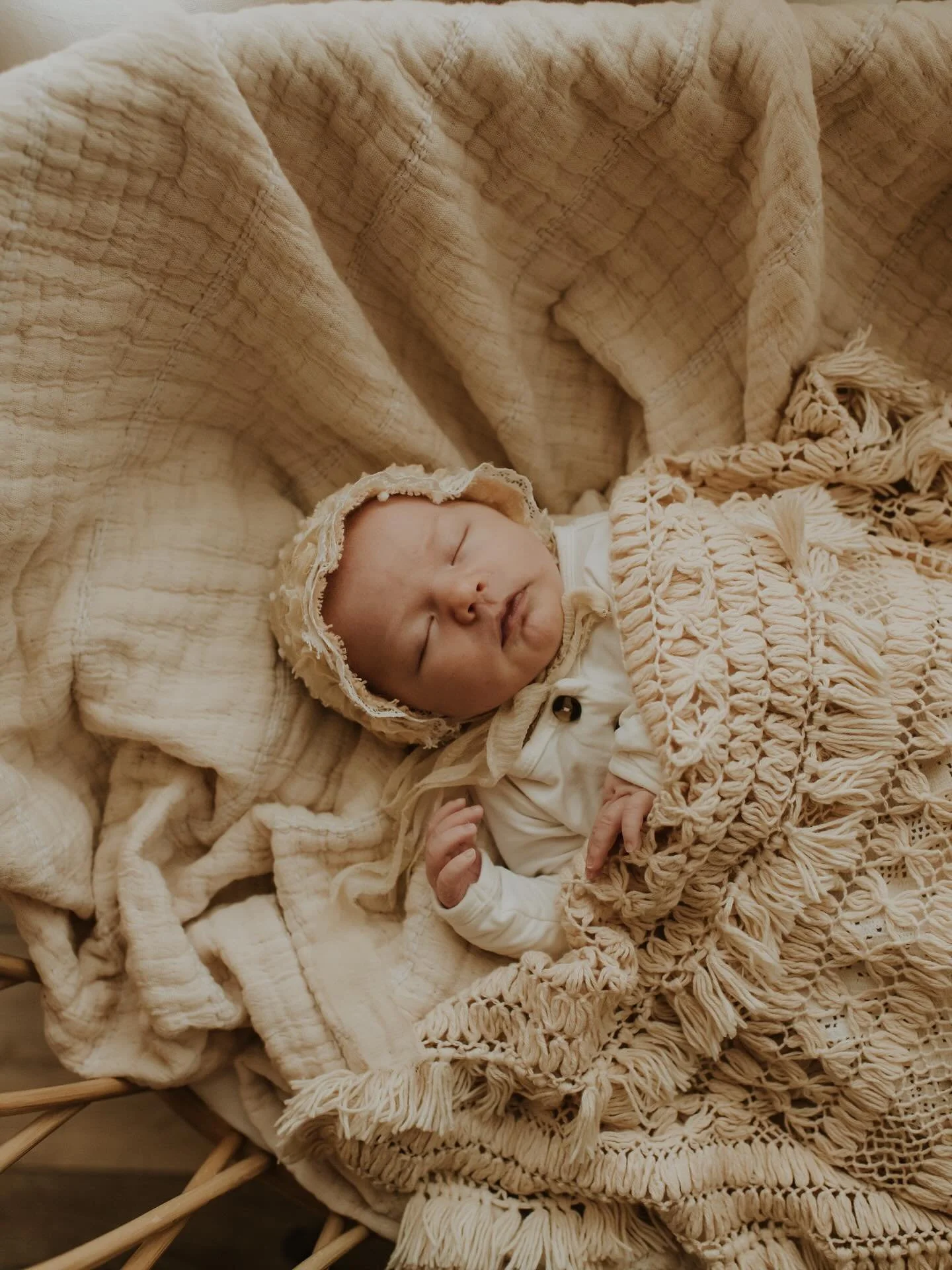 At home, in her bassinet 🌙
