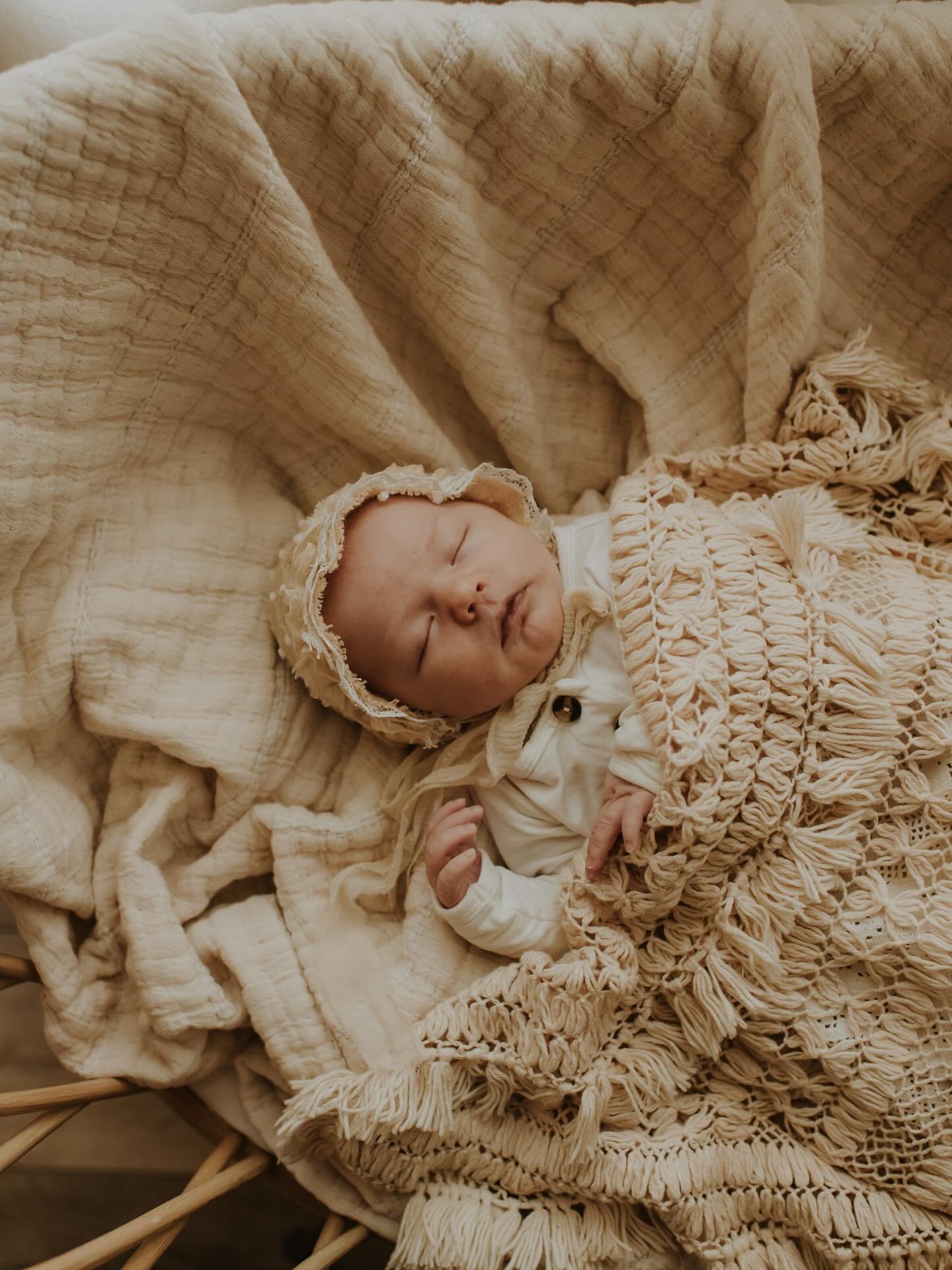 At home, in her bassinet 🌙