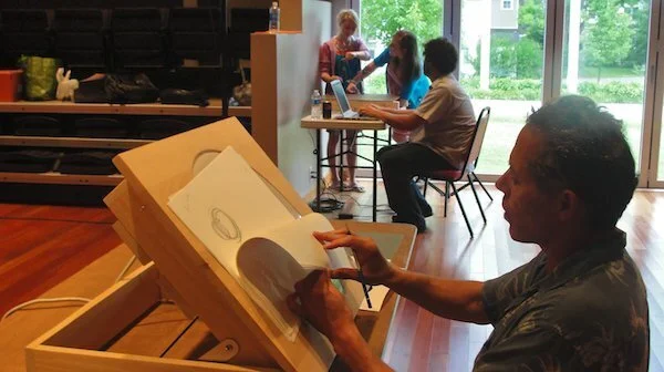 Edinboro Animation faculty member and Disney Animation veteran, Mike Genz leads the LakeArts Animation workshop.