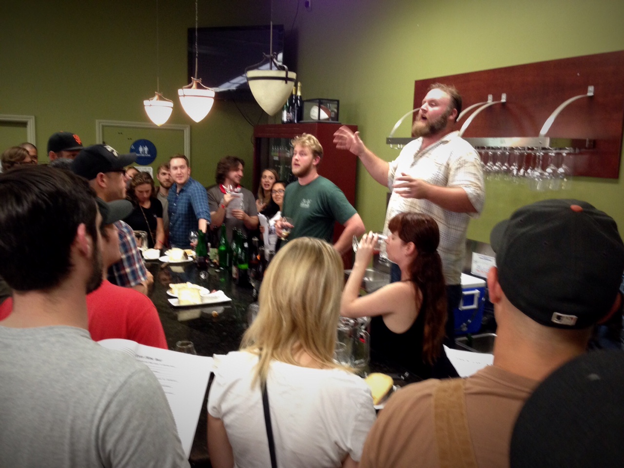 Eric Cripe holds court at the "Eric's Last Call" tasting in San Francisco at The Jug Shop