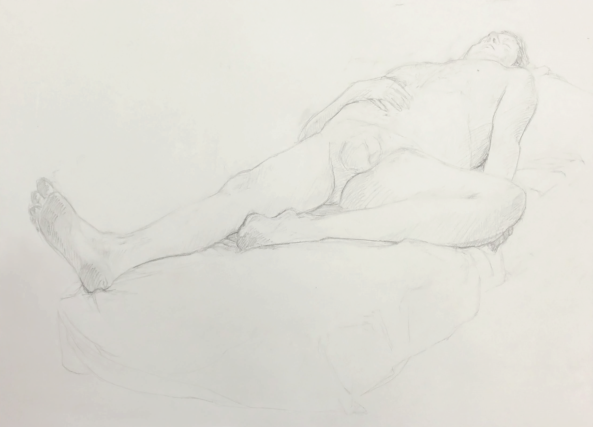 Sleeping Man - A2 - Pencil on Paper - 20 minute study