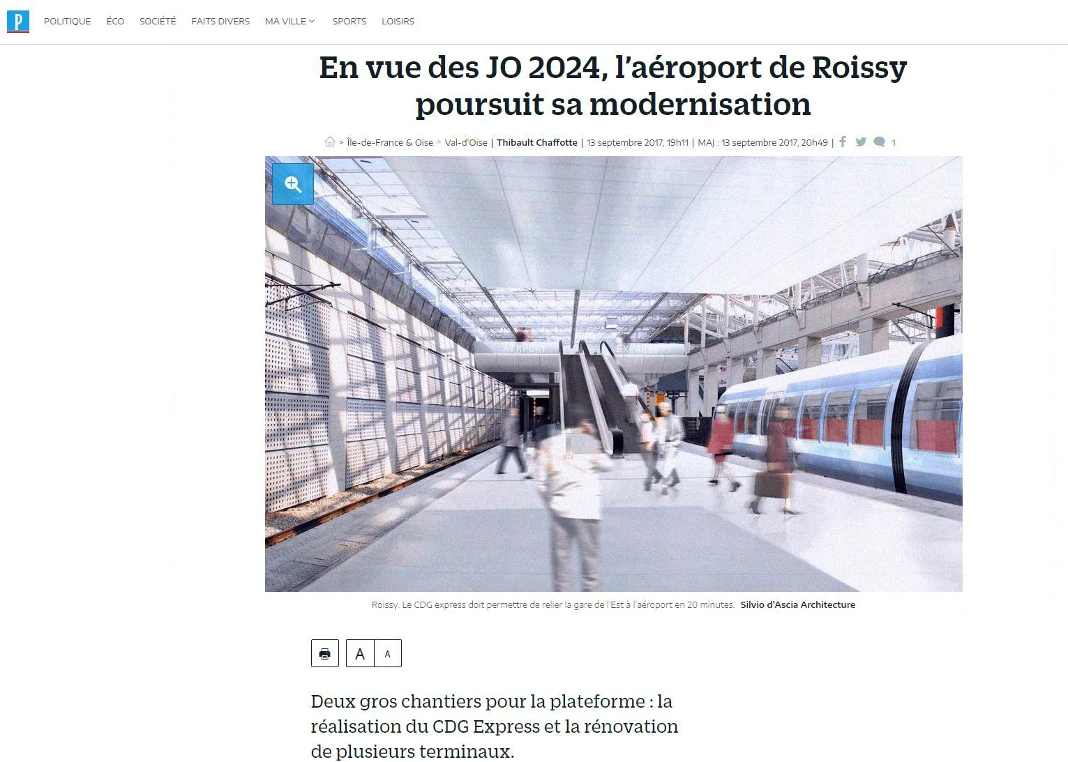 Le Parisien | September En vue des JO 2024, l'aéroport Roissy poursuit sa modernisation