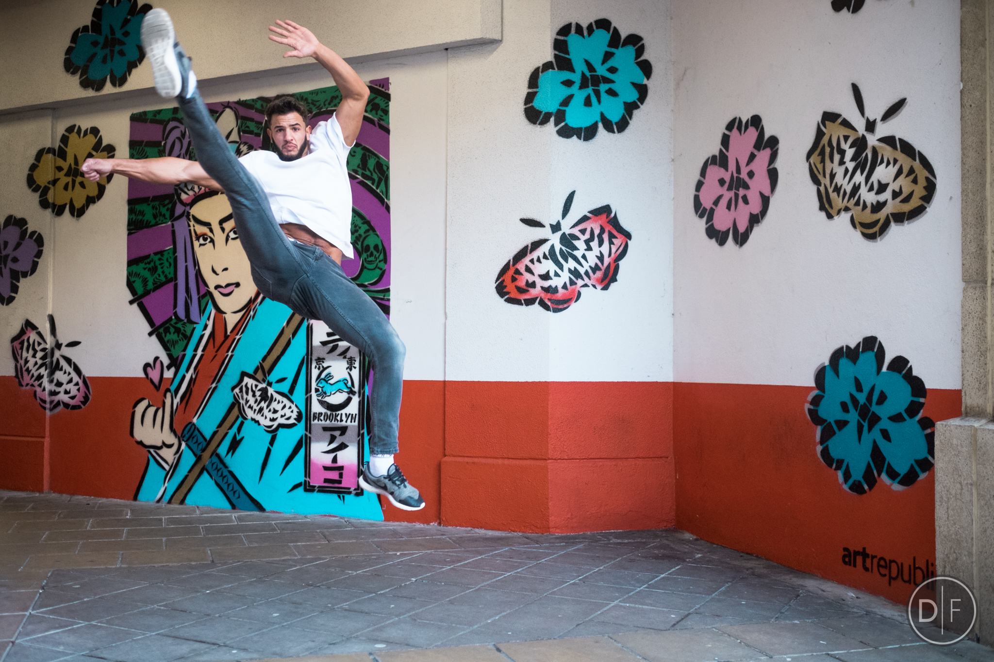 Martial arts spinning kick