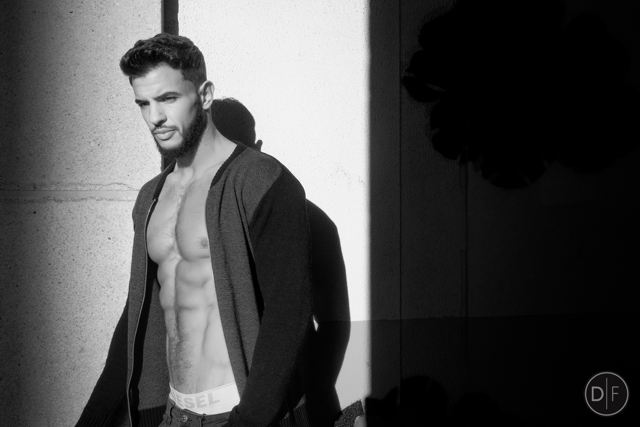 Male with shirt open