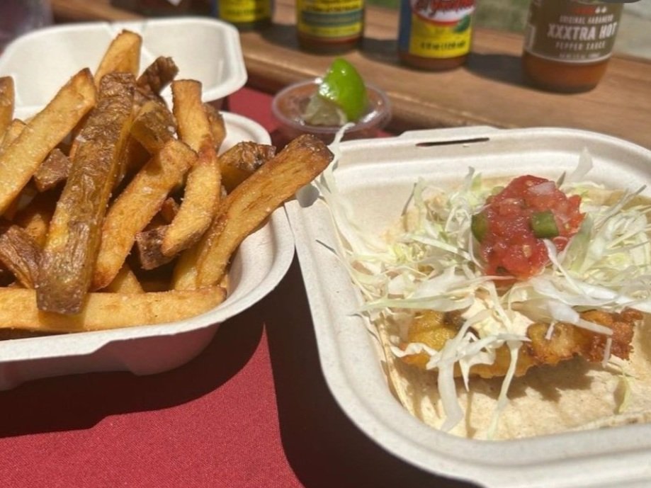 Fries &amp; Baja-style fish taco