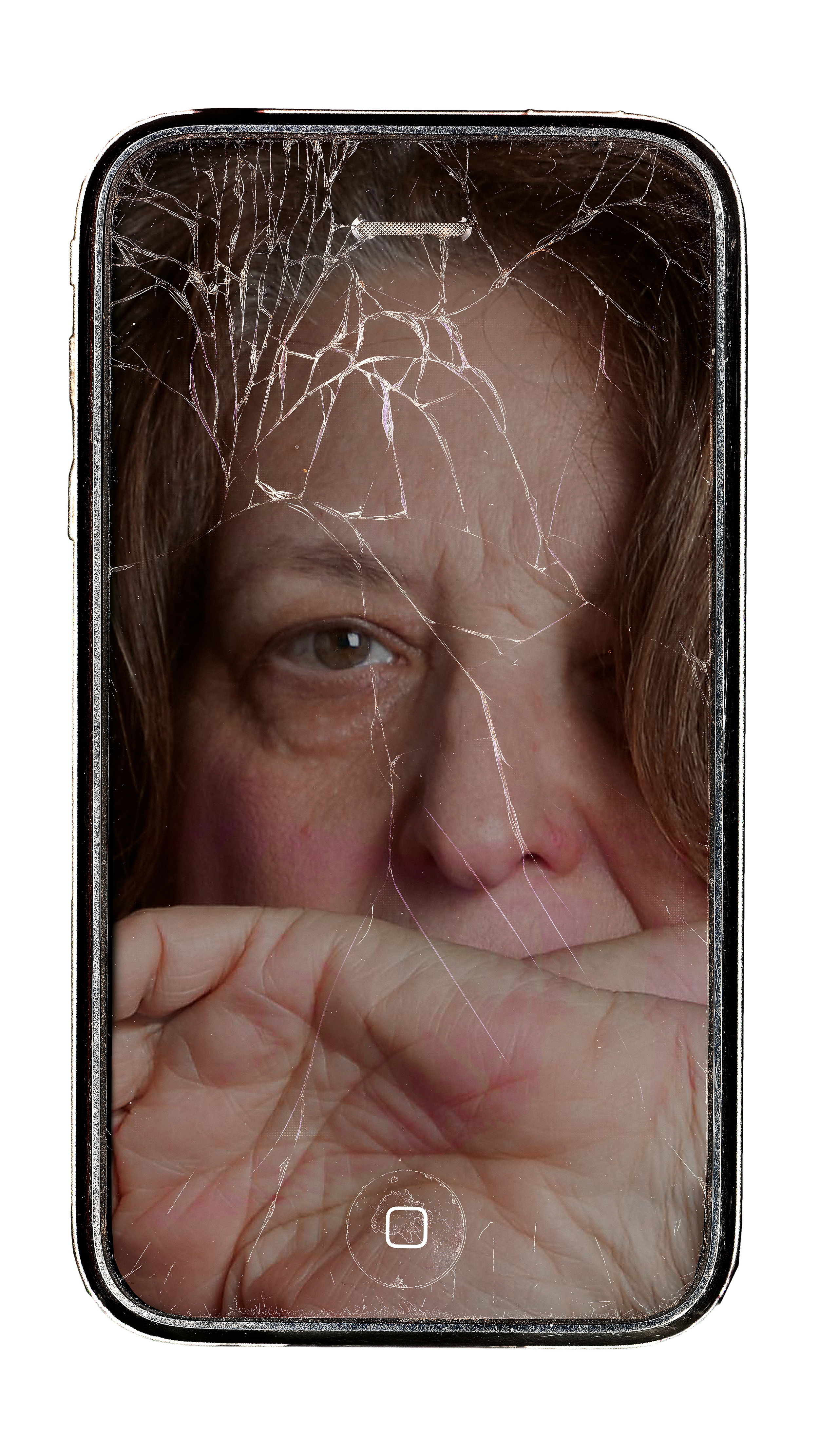 Lynn Hershman Leeson, iPhone Crack2010Digitaldruck auf HadernpapierFoto: Lynn Hershman Leeson© Lynn Hershman Leeson