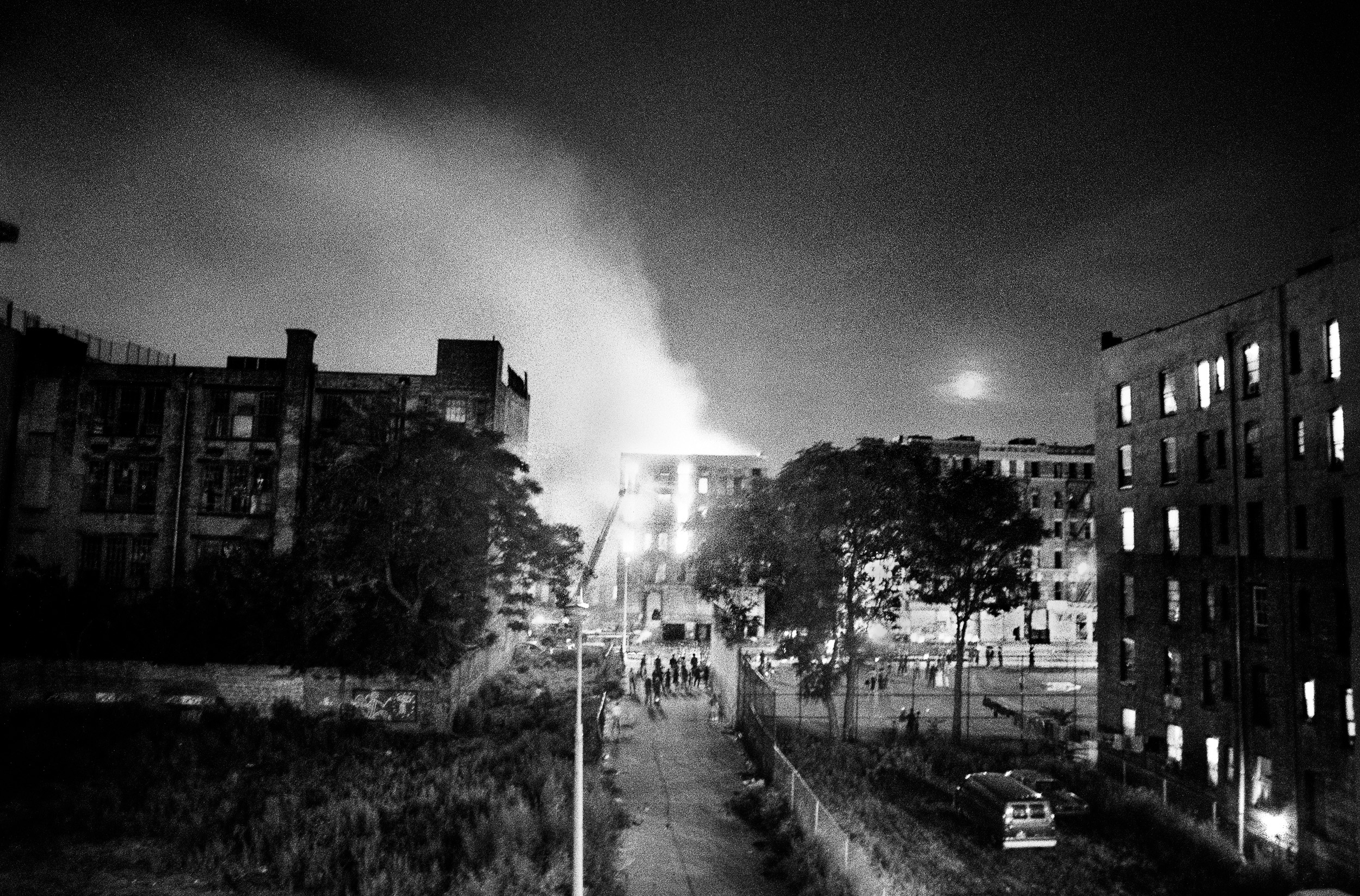 Burning Building with Moonrise, East 4th Street