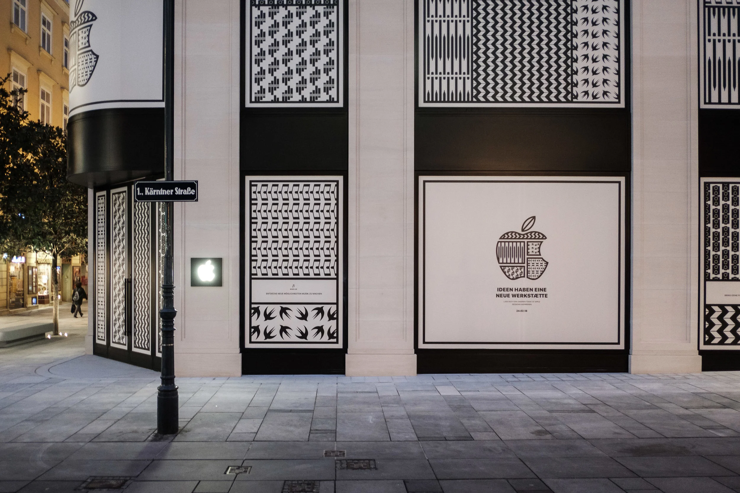 VIENNA, AUSTRIA - FEBRUARY 01: Apple announces it's first store in Vienna, opening on February 24, with a custom vinyl seen on February 1, 2018 in Vienna, Austria. (Photo by Stefan Fuertbauer/Getty Images for Apple)