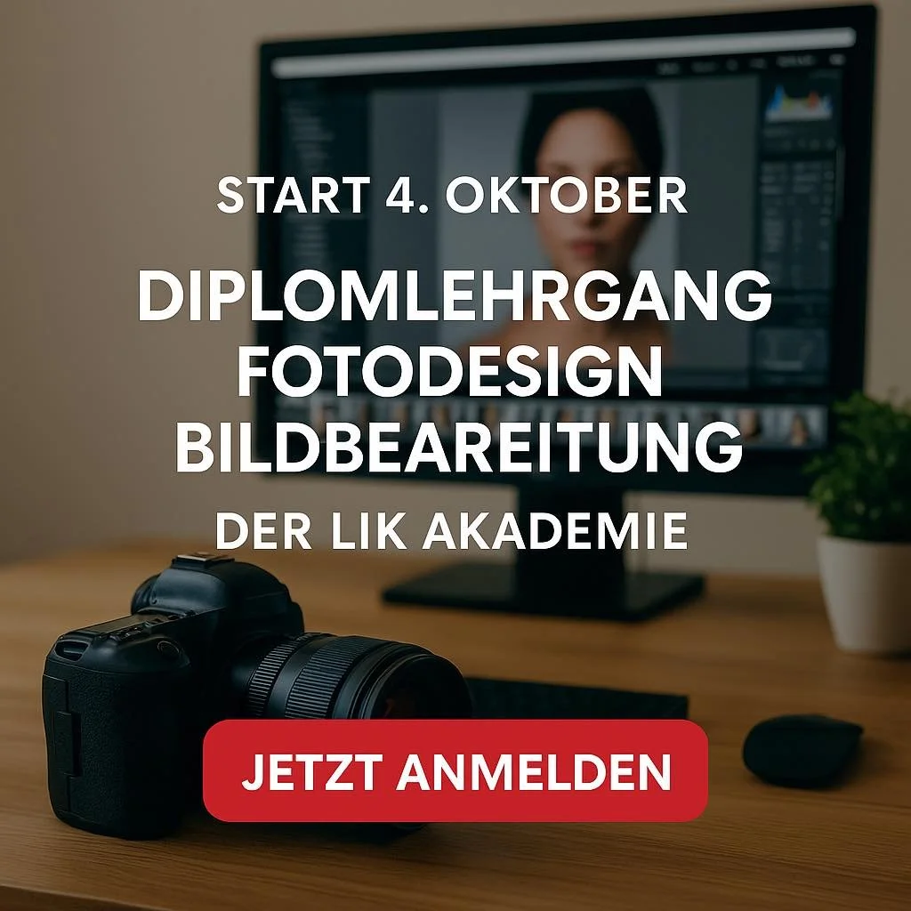 „Letzte Chance zur Anmeldung – Start am 4. Oktober!“
Nur noch wenige Tage bis zum Start unseres Diplomlehrgangs Fotodesign / Bildbearbeitung an der LIK Akademie.
Wenn du schon länger mit dem Gedanken spielst, deine fotografisch
