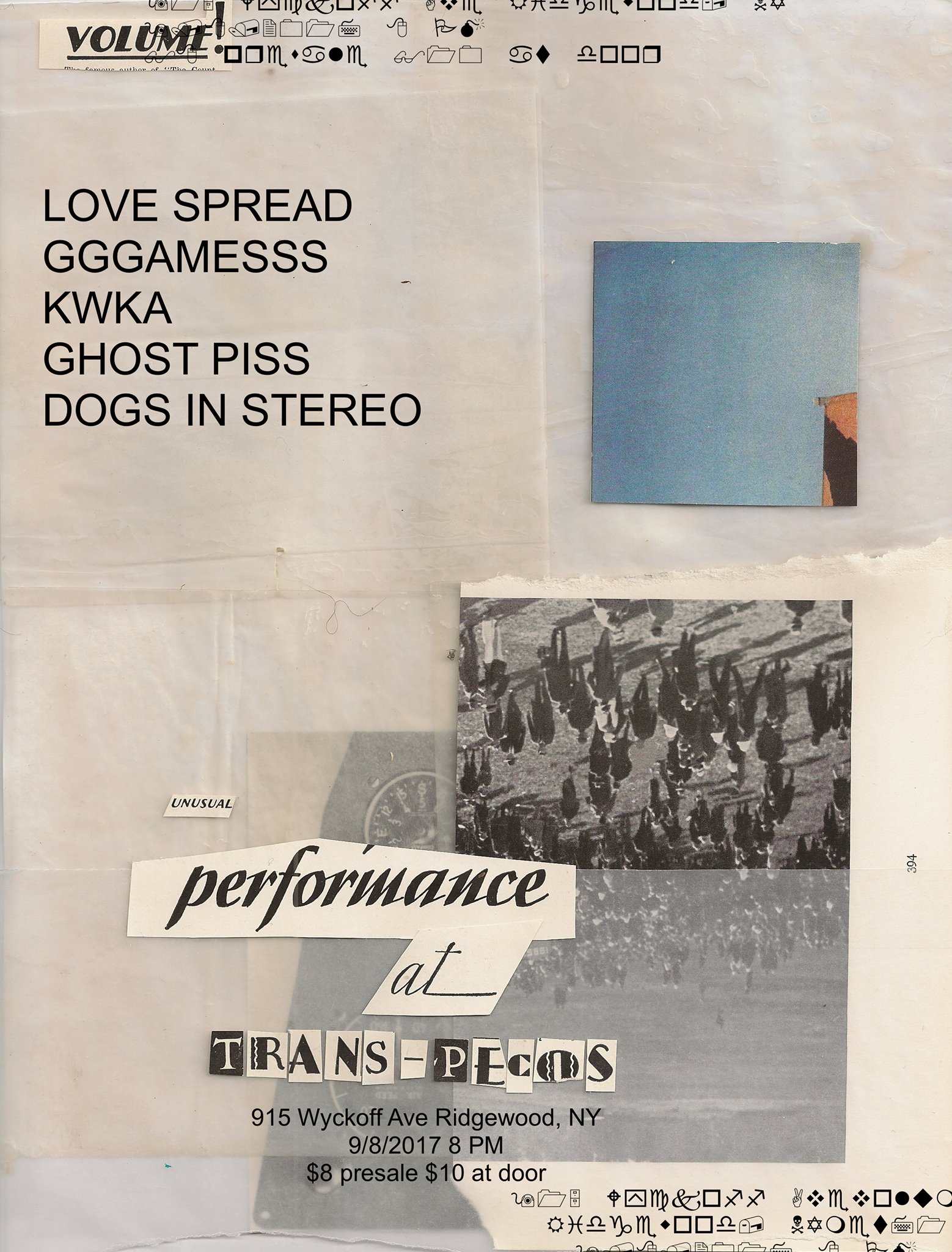 LOVE SPREAD: http://www.lovespread.tokyo/ GGGAMESSS: https://colossalsquidrecords.bandcamp.com/album/everything-you-want-nothing-you-need Kwka: https://nonexistantrecords.bandcamp.com/album/frontier GHOST PISS: https://soundcloud.com/missghostpiss Dogs In Stereo: https://dogsinstereo.bandcamp.com/ Poster by Heather Radford