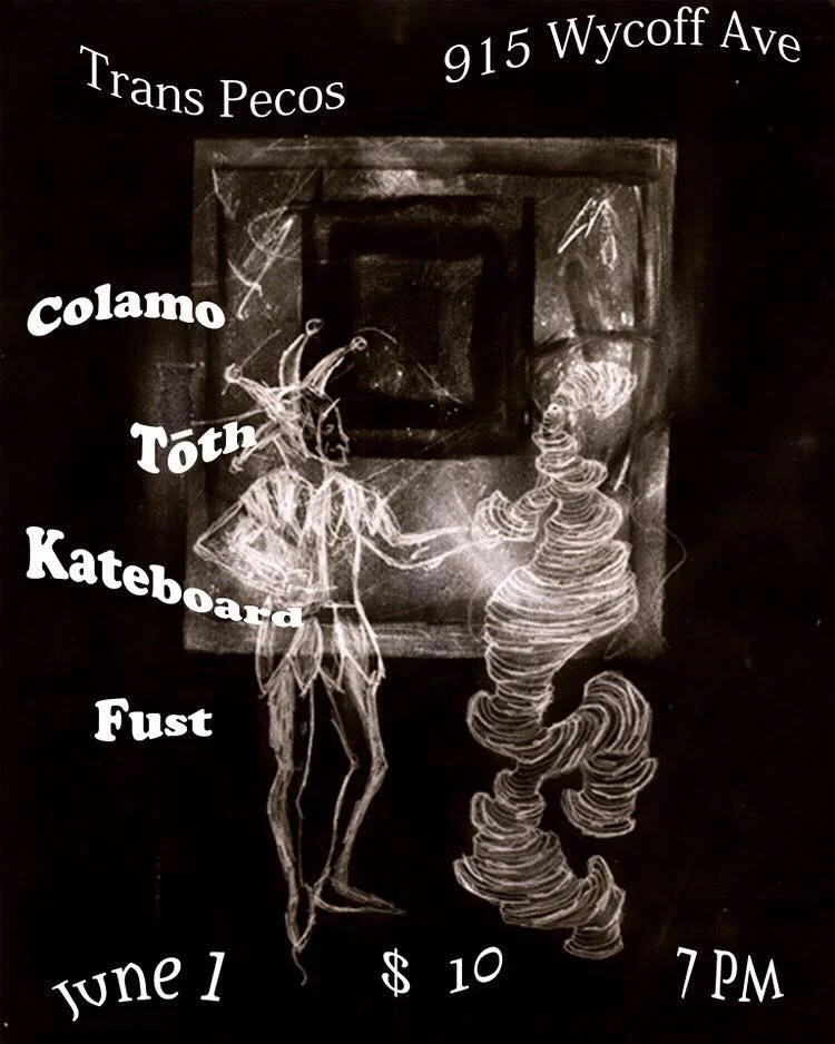 Colamo Colamo is the composition project of John Wallace and his collaborations with James Copeland, Aaron Dowdy, James Gibian, Frank Meadows, Peter Lewis, and Lauralee Yeary. Colamo is currently based in New York and plays folk music. https://colamo.bandcamp.com/ Tōth Alex Toth (Alexander F / Rubblebucket) Solo navigations of technicolor chamber-pop. http://www.thrdcoast.com/originals/2018/2/14/blue-room-toth-no-reason Kateboard: Jesse Heasly (Tredici Bacci) and Katie McShane’s collaborative songwriting project and newly formed power trio. This is their proto-tape from 2014: https://kateboard.bandcamp.com/releases Fust: Fust is a band based in Brooklyn that performs songs written by Aaron Dowdy. The live band currently features John Wallace, Frank Meadows and Avery Sullivan https://fust.bandcamp.com/